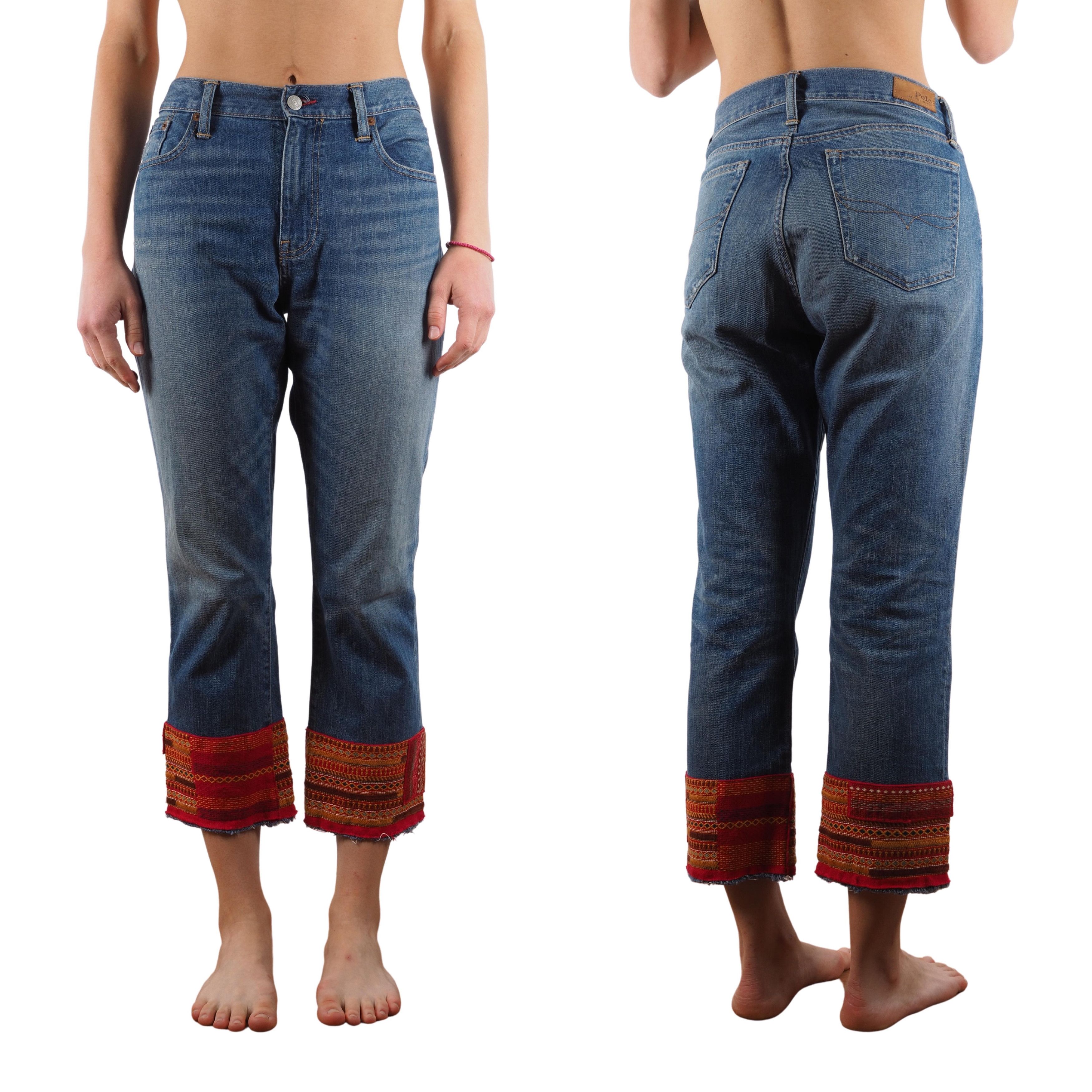 Polo Ralph Lauren Embroidered Blue Straight Crop Jean 29