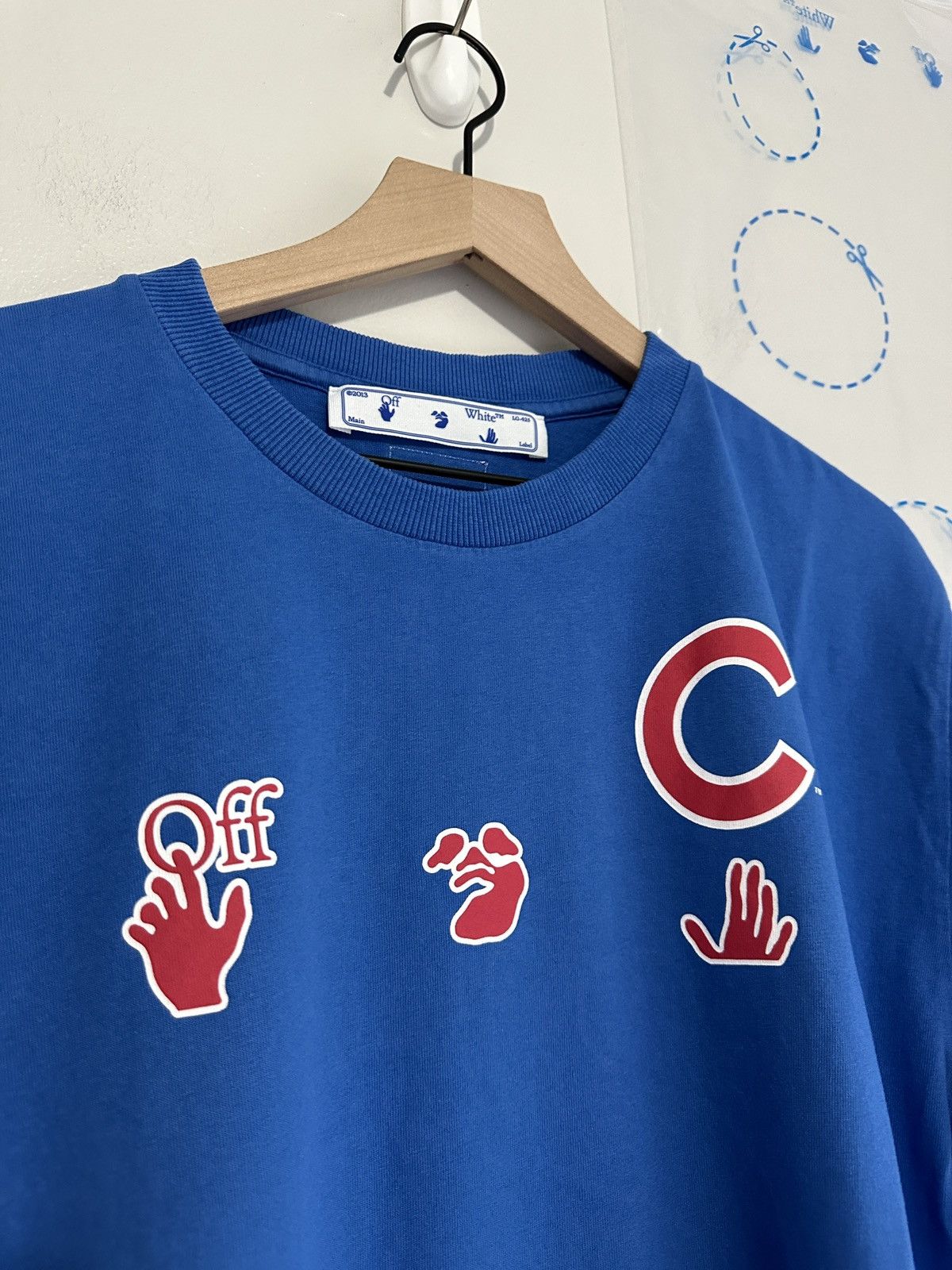 MLB × Off-White Off White Virgil Abloh MLB Baseball Tee T Shirt Chicago Cubs Size US XL / EU 56 / 4 - 3 Thumbnail