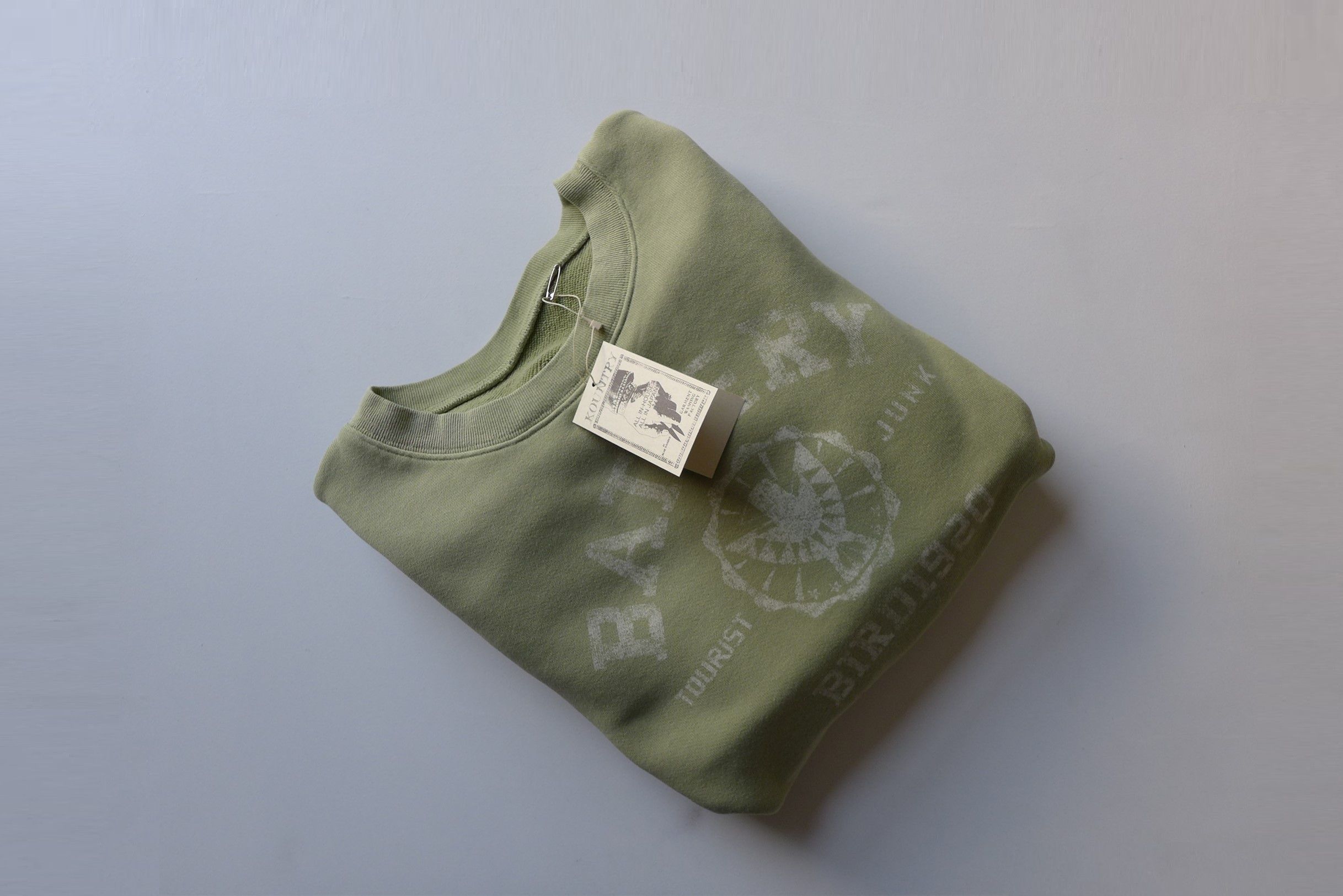image of Kapital Battery College Sweatshirt - Light Green, Men's (Size Large)