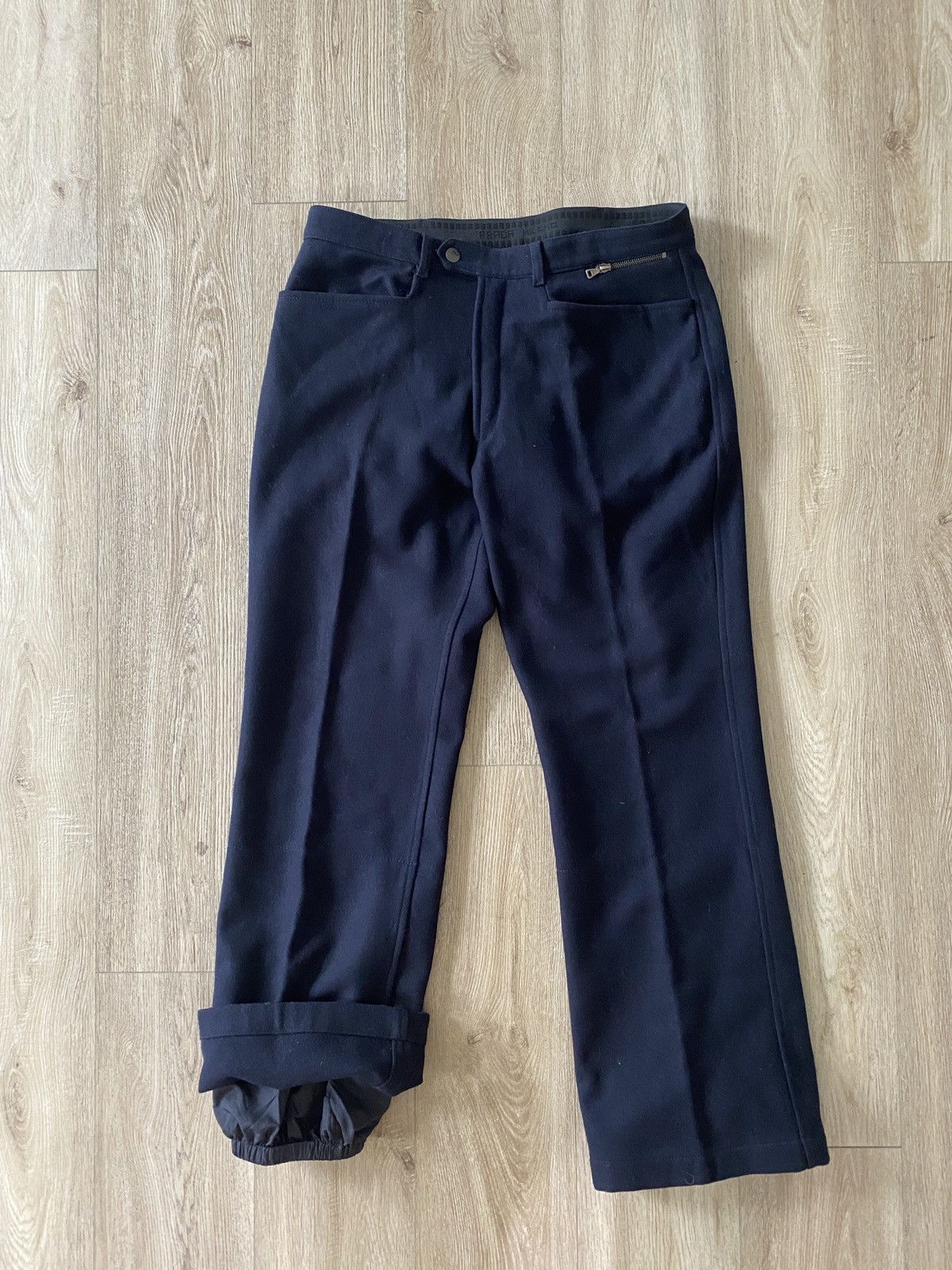 Prada wool nylon sport trouser pants 35 Navy