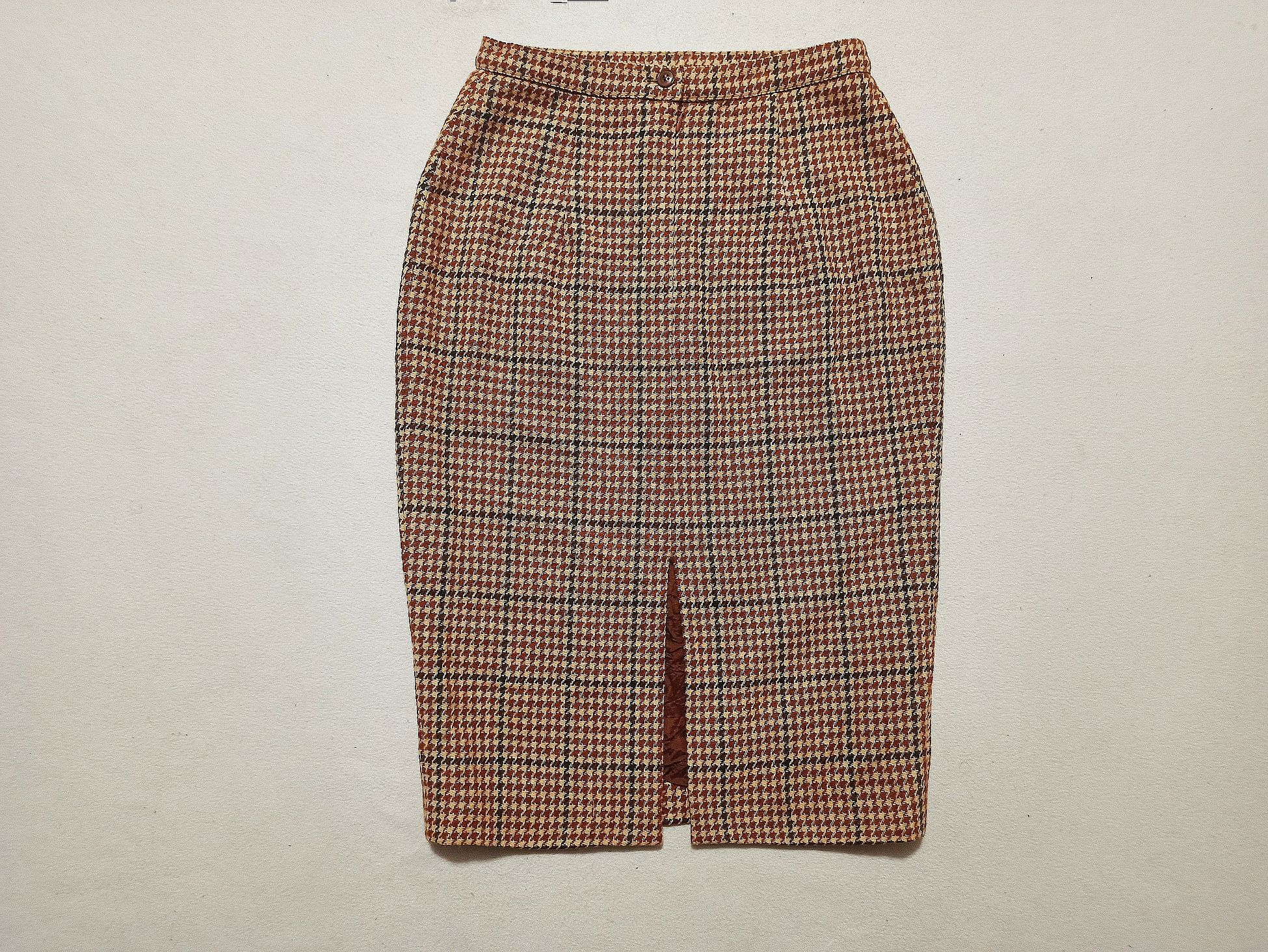 Other Gai Mattiolo Archive Houndstooth Wool Skirt Size 30" / US 8 / IT 44 - 3 Thumbnail