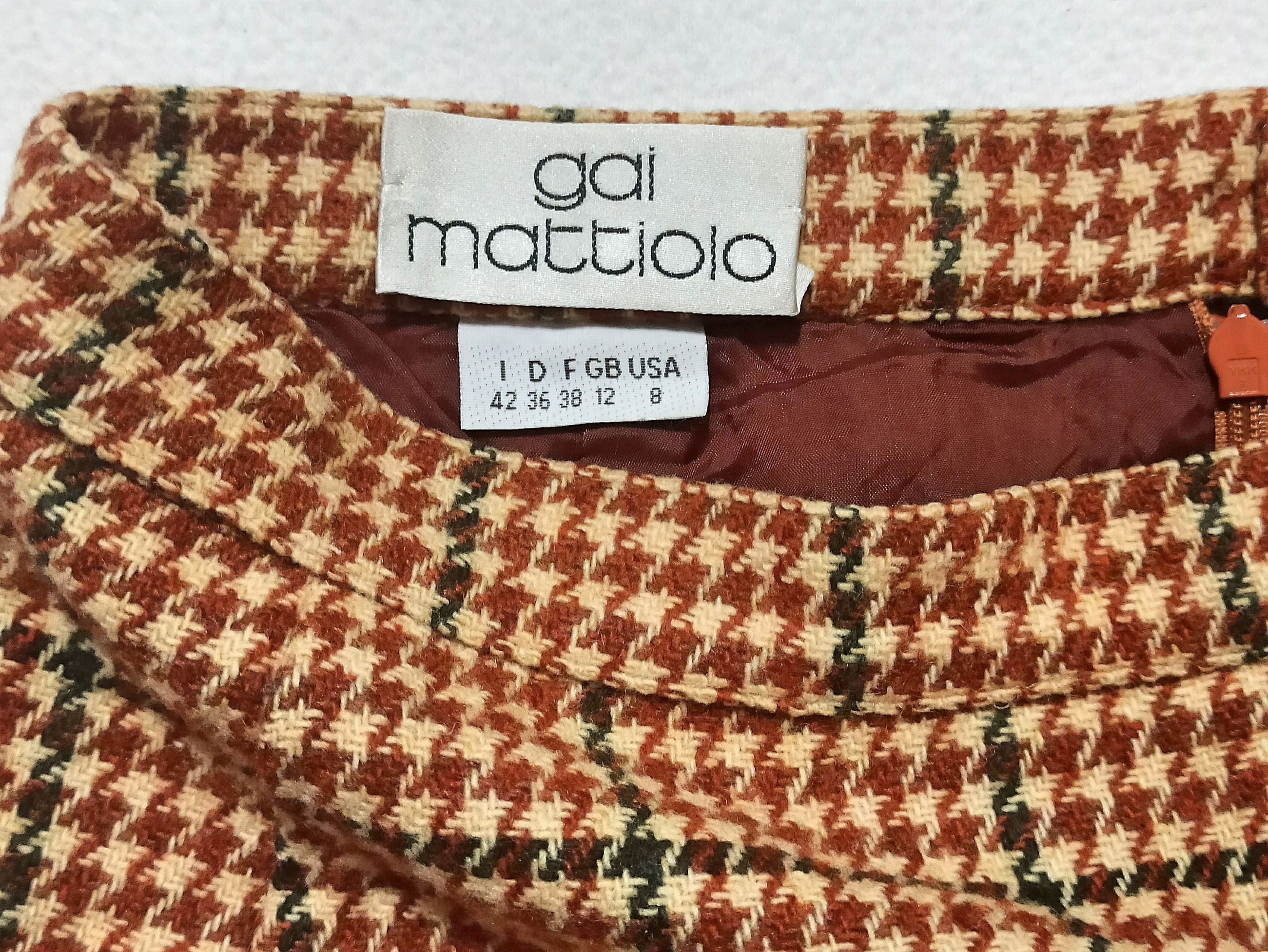 Other Gai Mattiolo Archive Houndstooth Wool Skirt Size 30" / US 8 / IT 44 - 2 Thumbnail