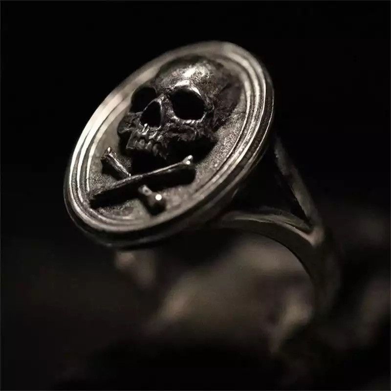 Jewelry Stainless Steel Crossbones Skull Ring Size ONE SIZE - 1 Thumbnail