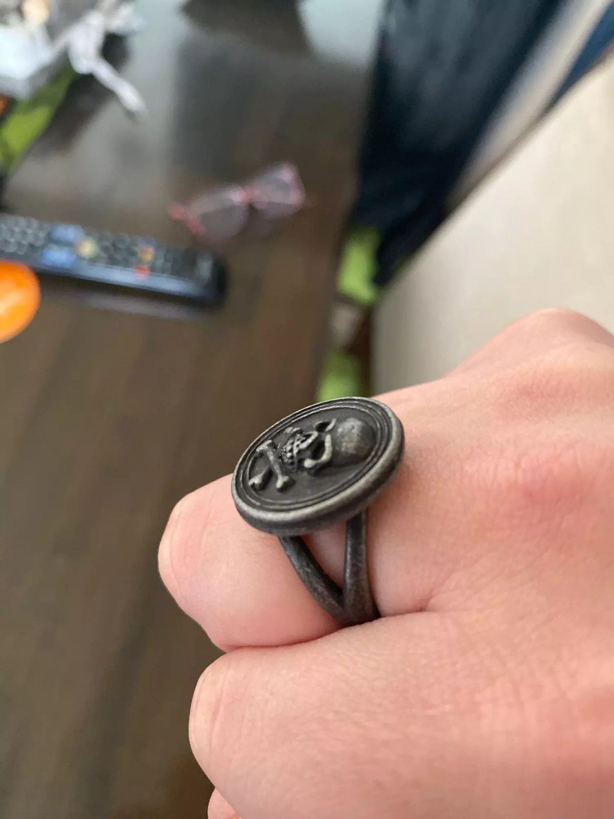 Jewelry Stainless Steel Crossbones Skull Ring Size ONE SIZE - 3 Thumbnail