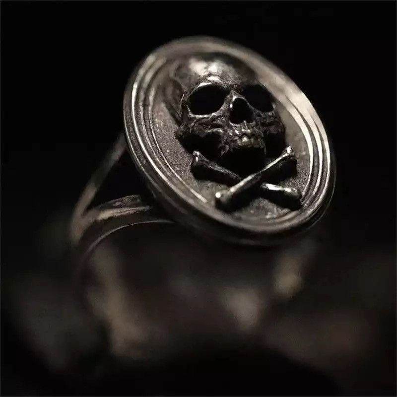 Jewelry Stainless Steel Crossbones Skull Ring Size ONE SIZE - 2 Thumbnail