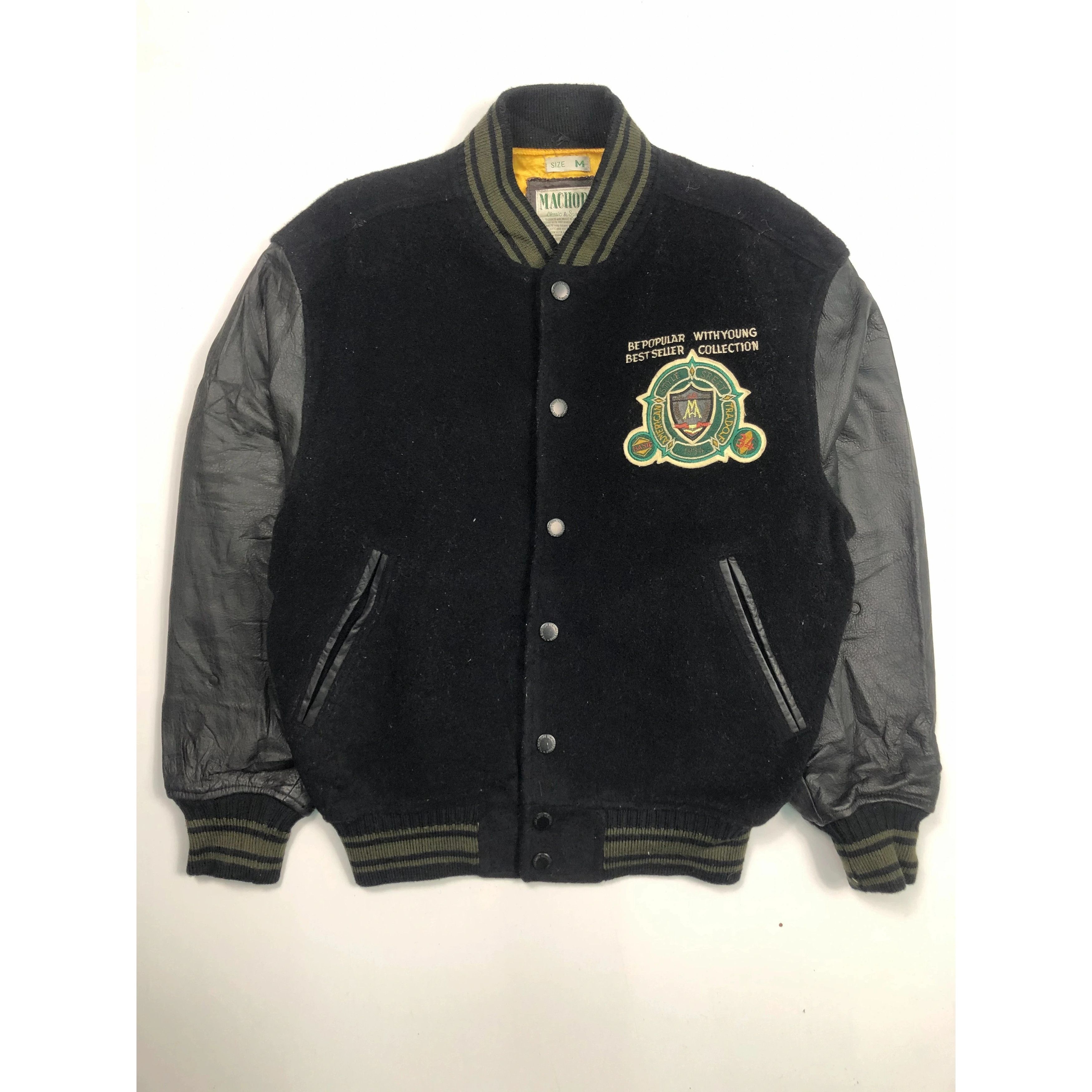 Japanese Brand Vintage 90s Machope Gumption Varsity Leather Sleeve V0021 Size US M / EU 48-50 / 2 - 2 Thumbnail