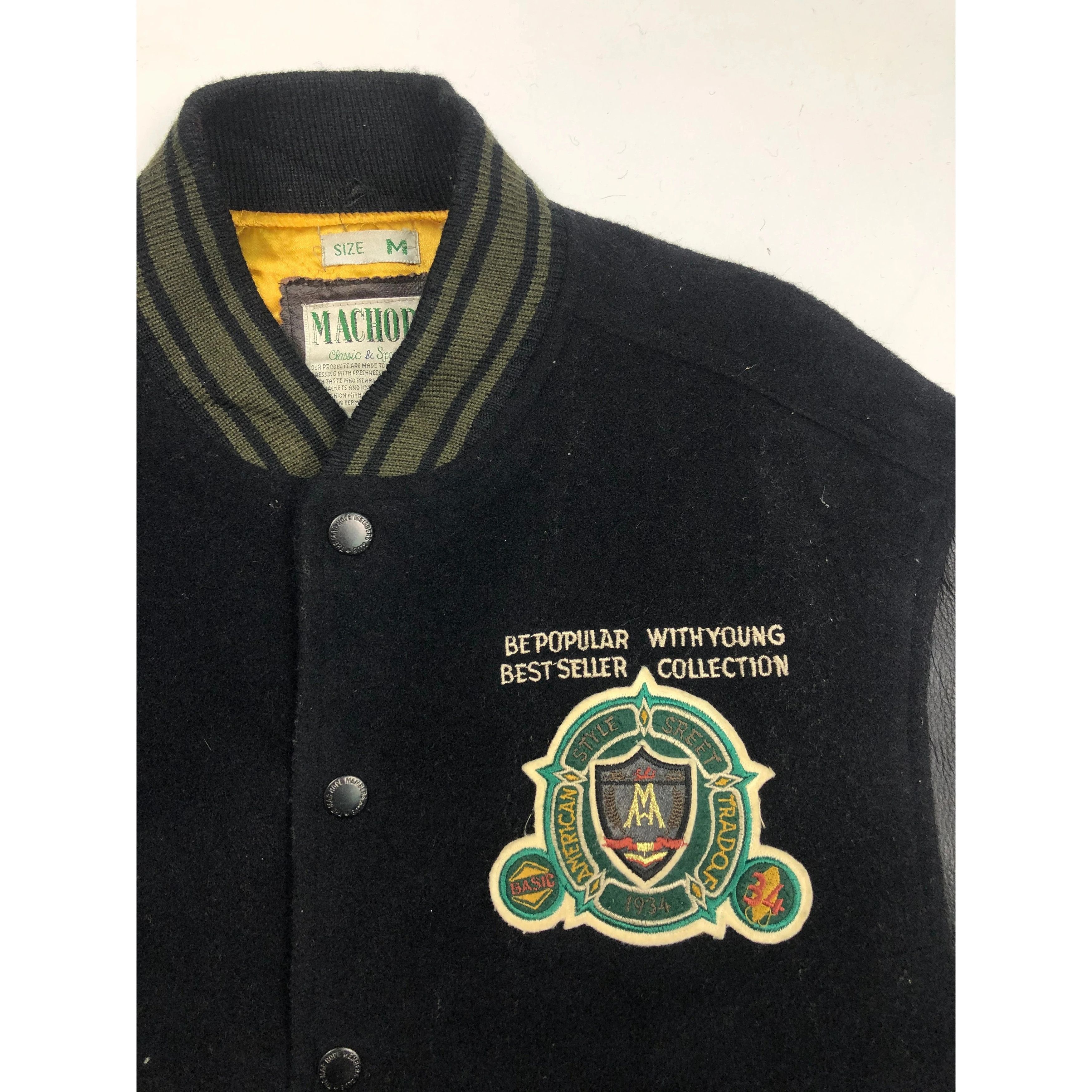 Japanese Brand Vintage 90s Machope Gumption Varsity Leather Sleeve V0021 Size US M / EU 48-50 / 2 - 3 Thumbnail