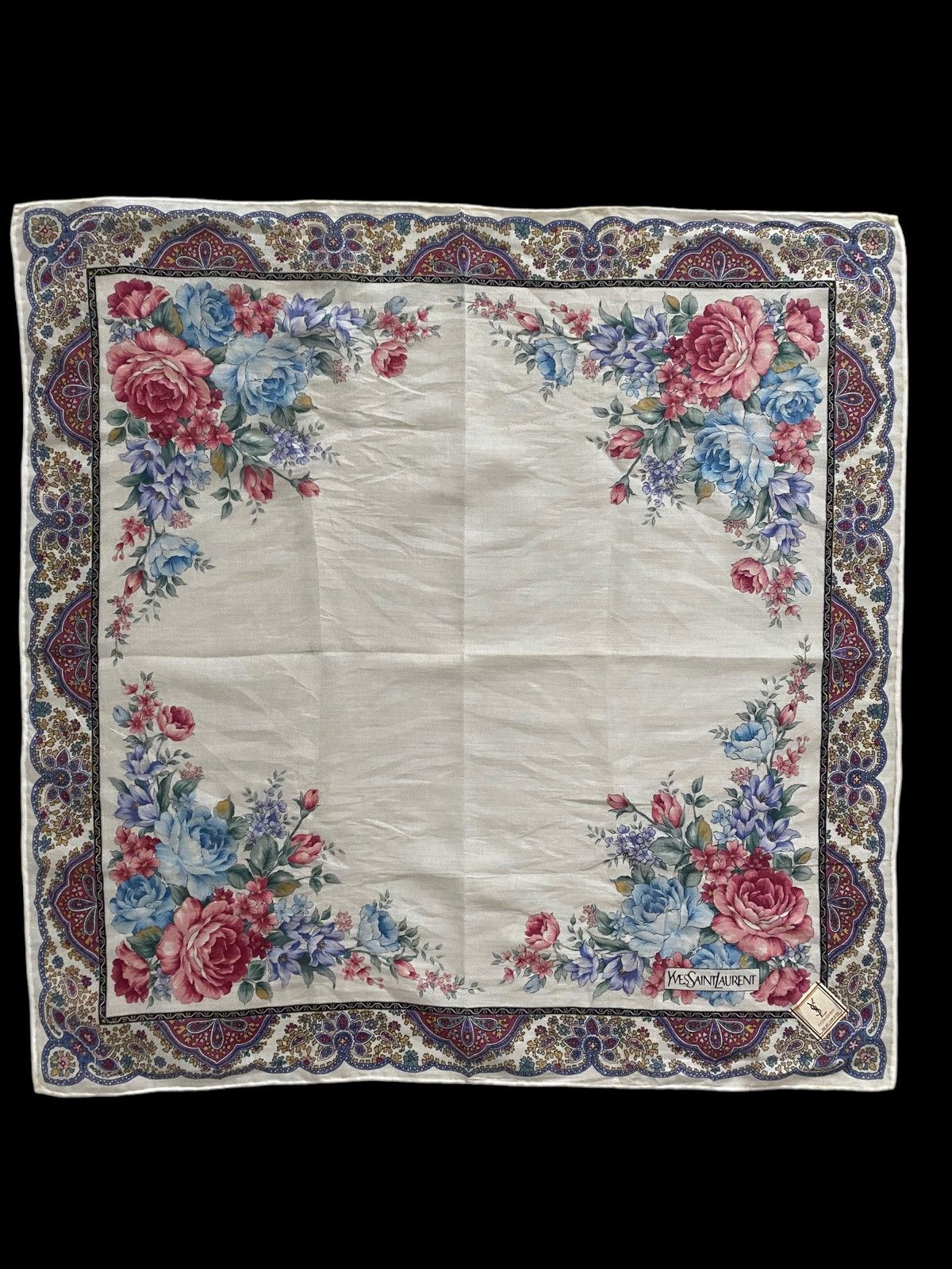 Yves Saint Laurent YSL HANDKERCHIEF NECKERCHIEF design Flowers Size ONE SIZE - 10 Thumbnail