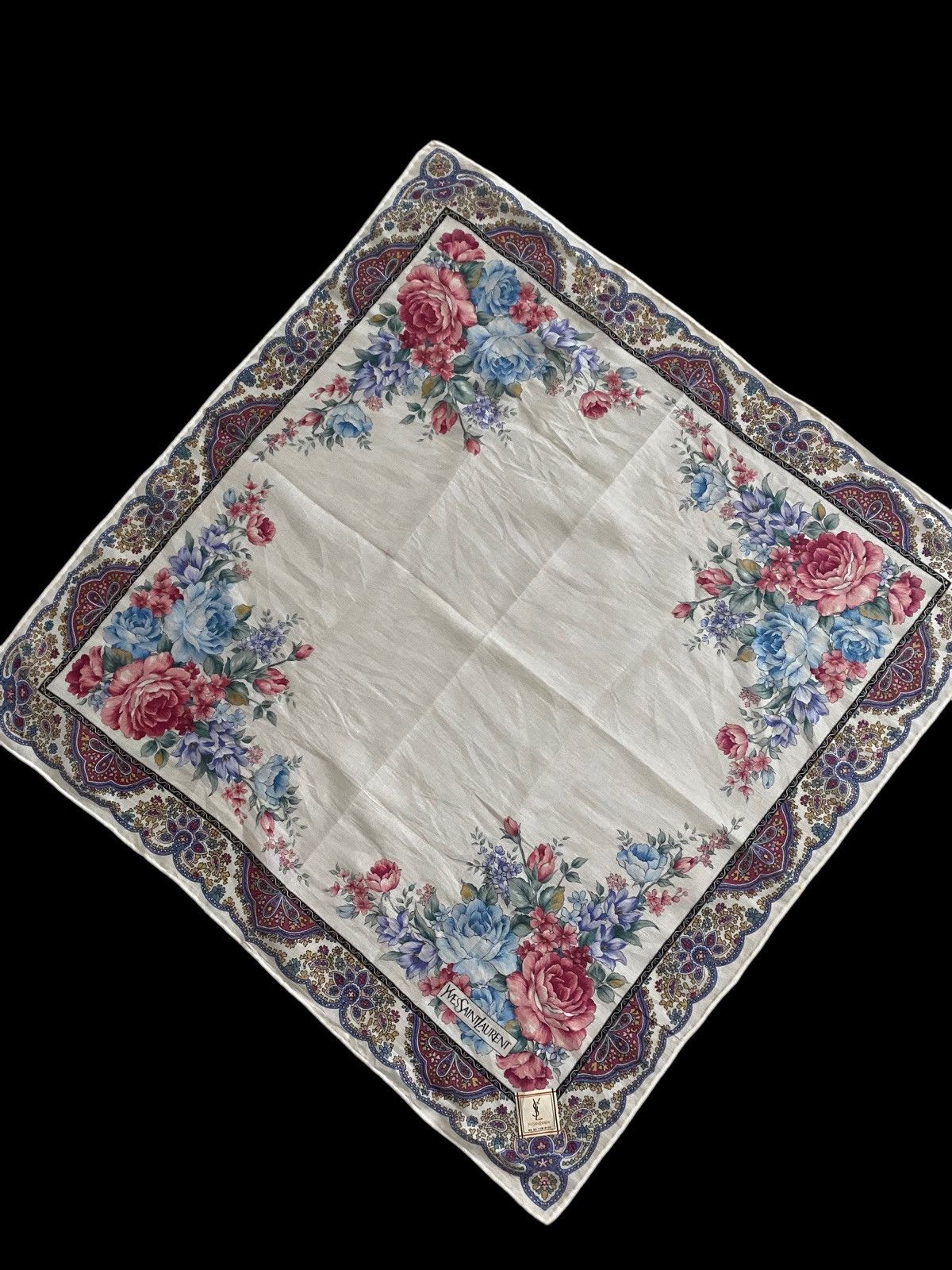 Yves Saint Laurent YSL HANDKERCHIEF NECKERCHIEF design Flowers Size ONE SIZE - 9 Thumbnail