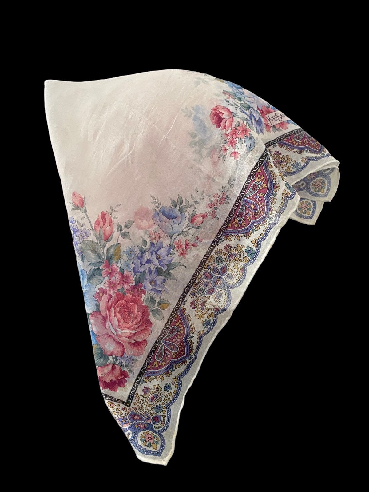 Yves Saint Laurent YSL HANDKERCHIEF NECKERCHIEF design Flowers Size ONE SIZE - 5 Thumbnail