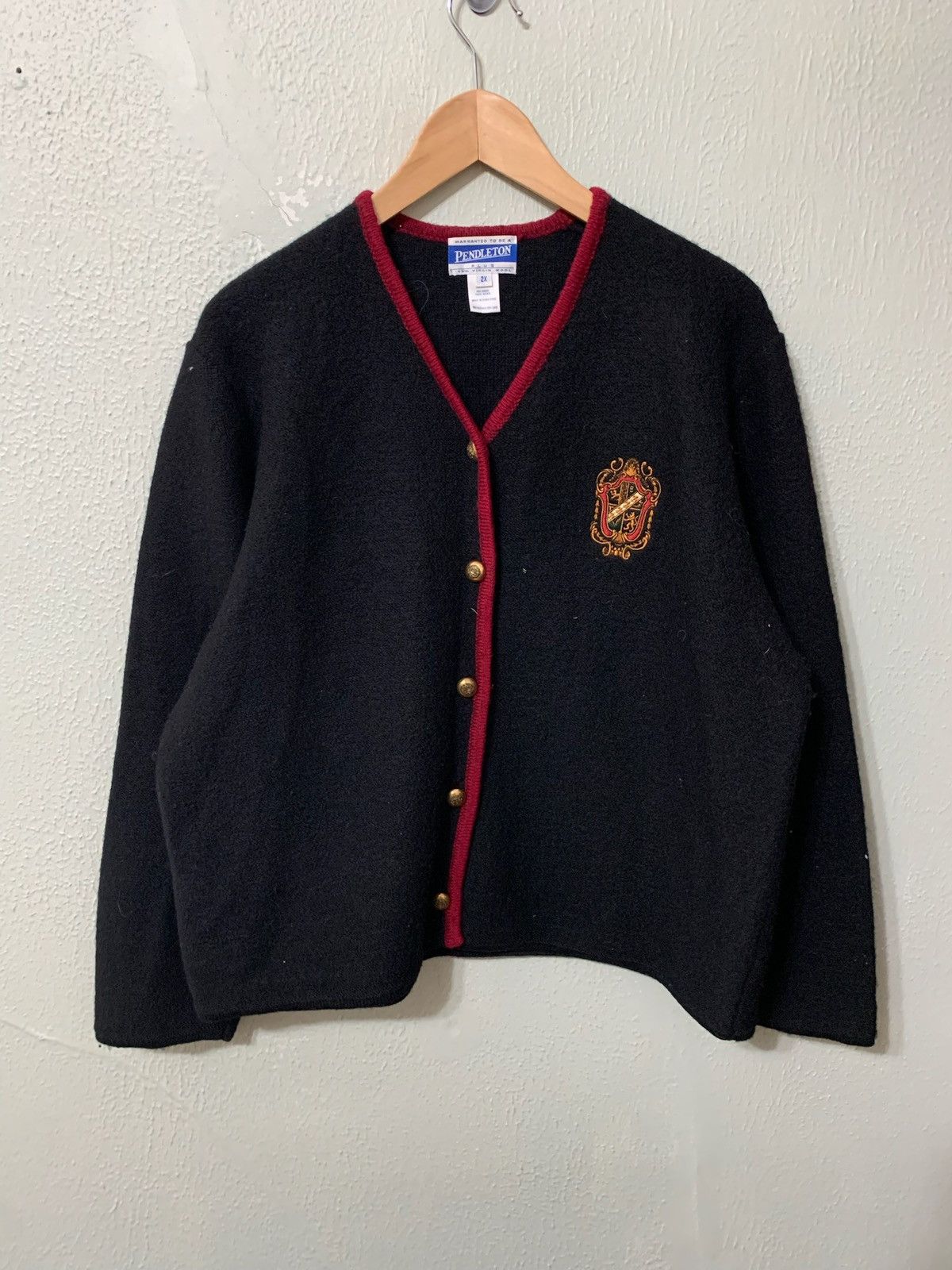 Vintage Vintage Pendleton Red Line Knit Cardigan Size US XL / EU 56 / 4 - 1 Thumbnail