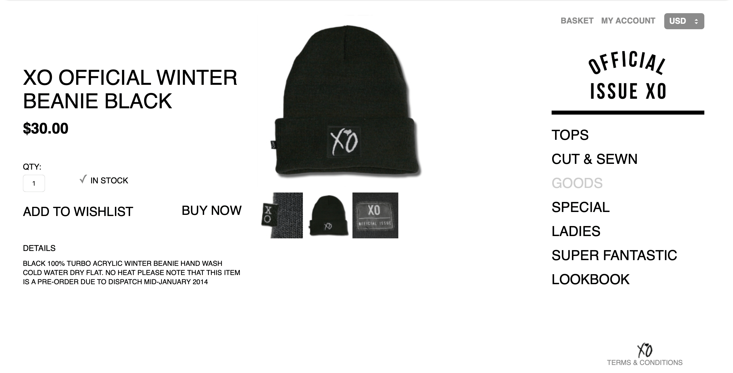 The Weeknd The Weeknd XO PATCH OFFICIAL ISSUE XO BEANIE Size ONE SIZE - 4 Thumbnail