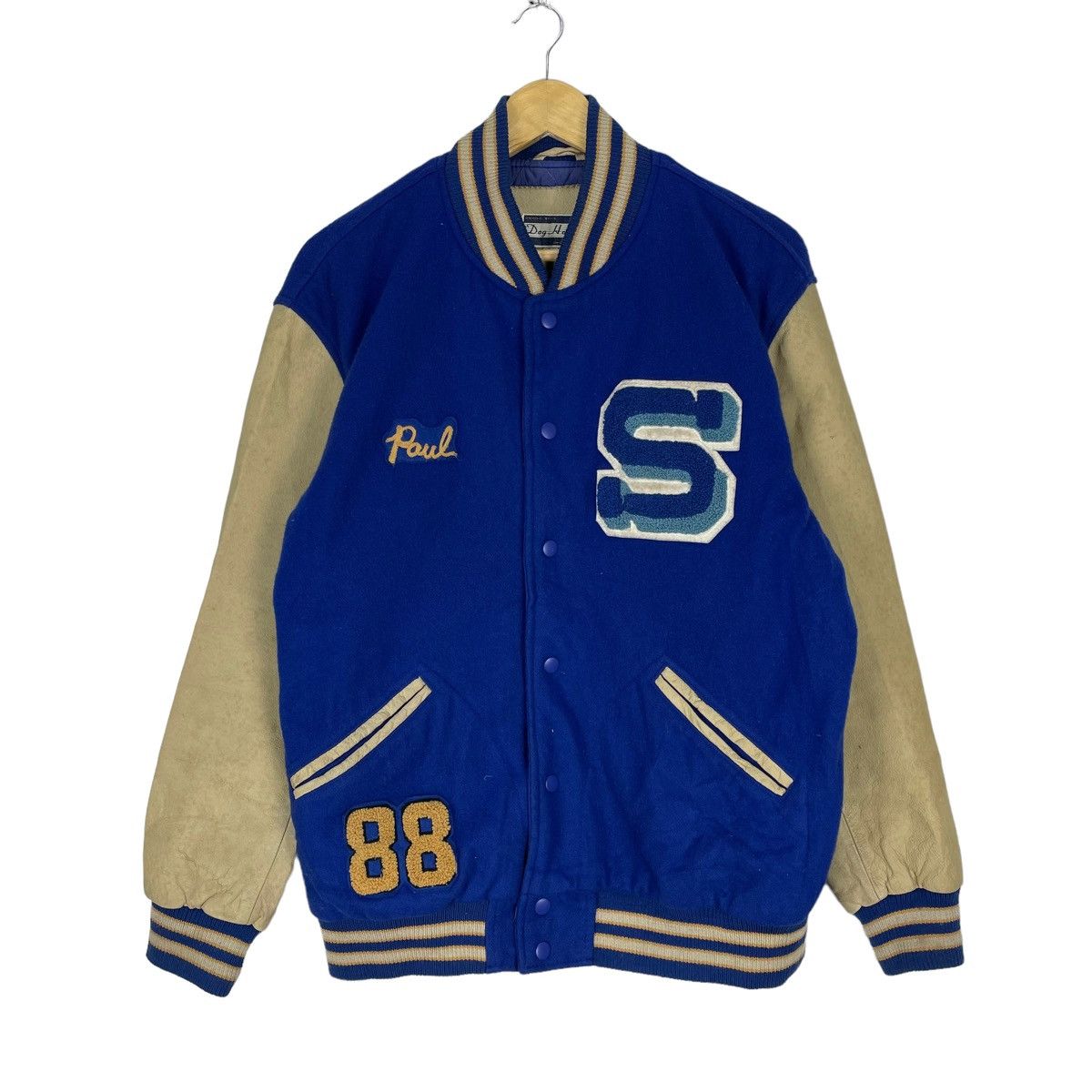 ⚡️DOG HOUSE CAPITAL S LETTERMAN VARSITY LEATHER JACKET