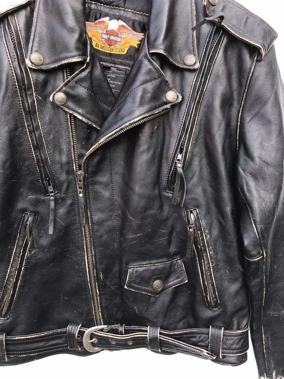 Harley Davidson Vintage Harley Davidson Double Collar Bikers Leather Jacket Size US M / EU 48-50 / 2 - 7 Thumbnail