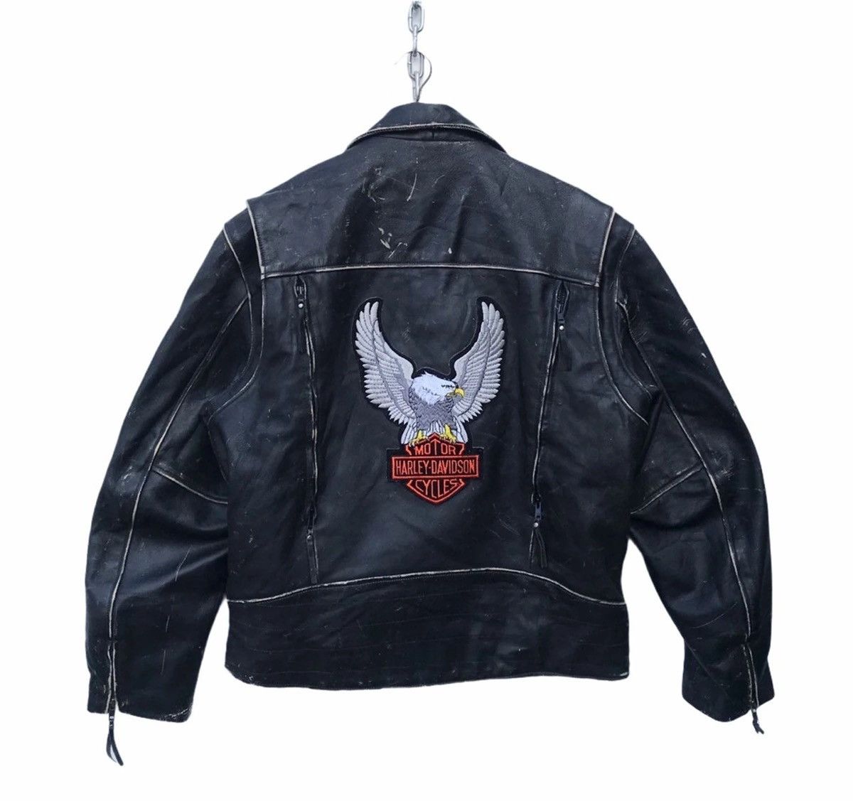 Harley Davidson Vintage Harley Davidson Double Collar Bikers Leather Jacket Size US M / EU 48-50 / 2 - 2 Thumbnail