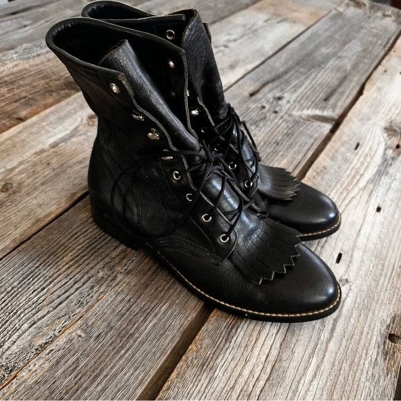 Acme Clothing ACME Boots Economy Lacer Black Leather Lace Up Boots ...