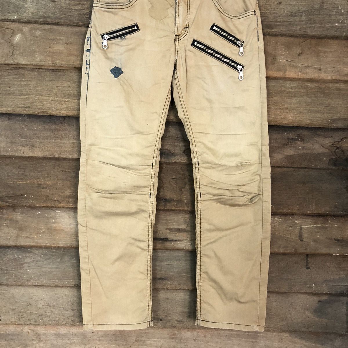 Japanese Brand Lee Rider Brown Bush Pants Double Knee Pants #A038 Size US 28 / EU 44 - 3 Thumbnail