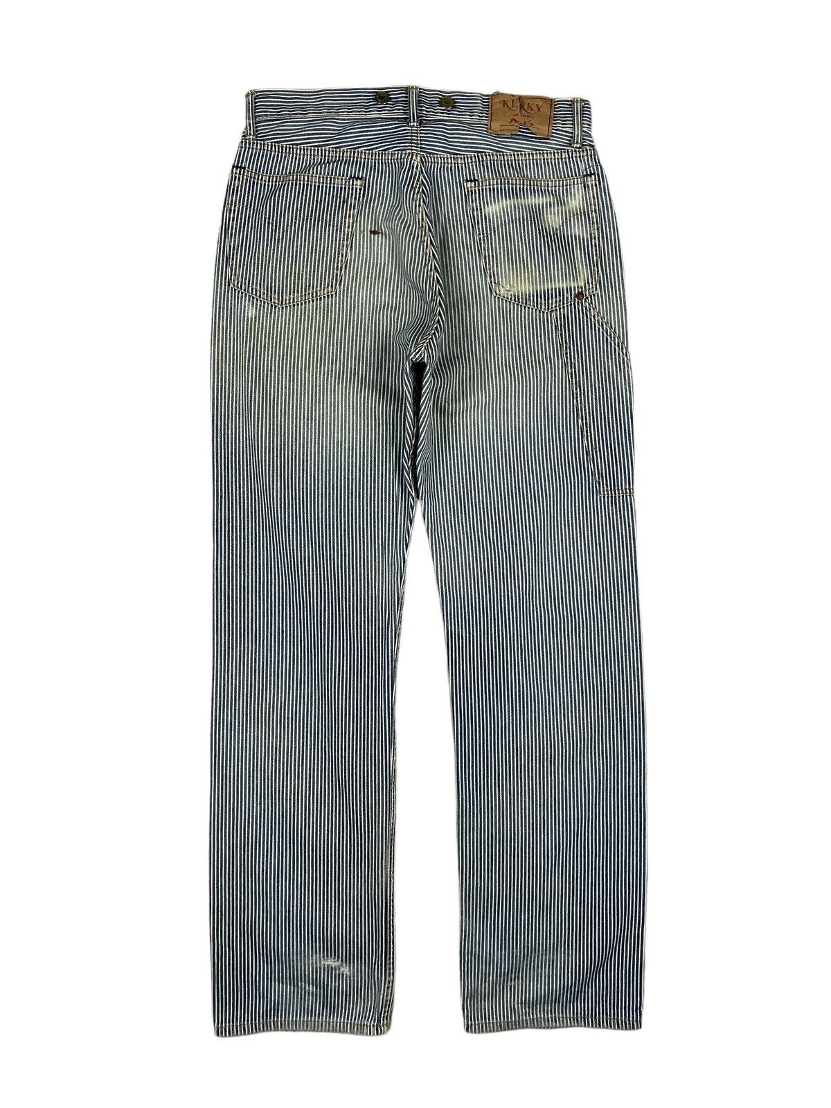 Hysteric Glamour Vintage HG Distressed Hickory Stripe Worker Pants Size US 32 / EU 48 - 2 Thumbnail