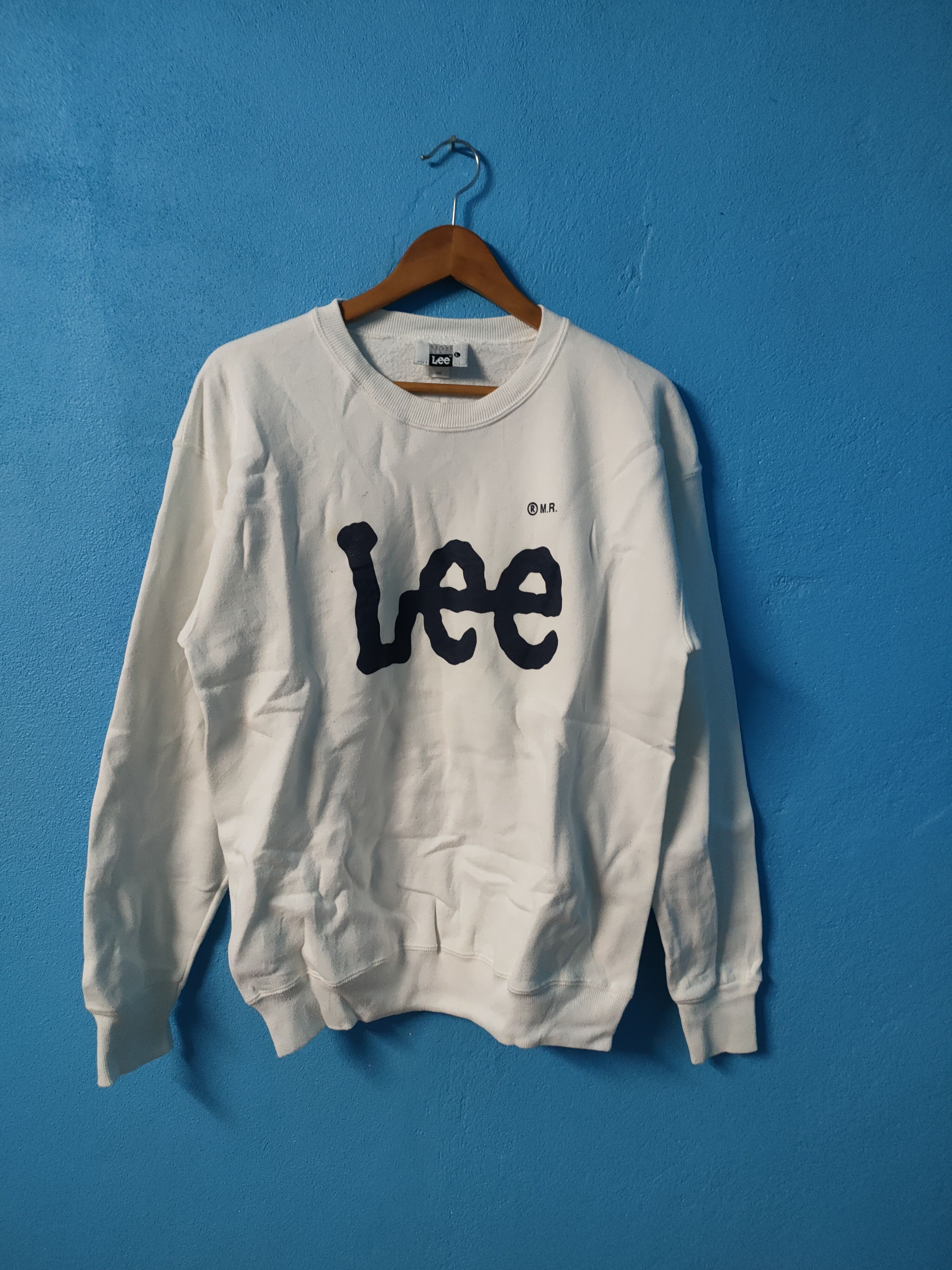vintage lee sweatshirt big logo made in usa