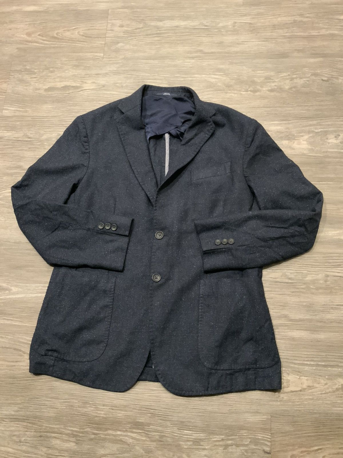 1901 Zignone Wool Silk Italy Salt Pepper Blazer Jacket