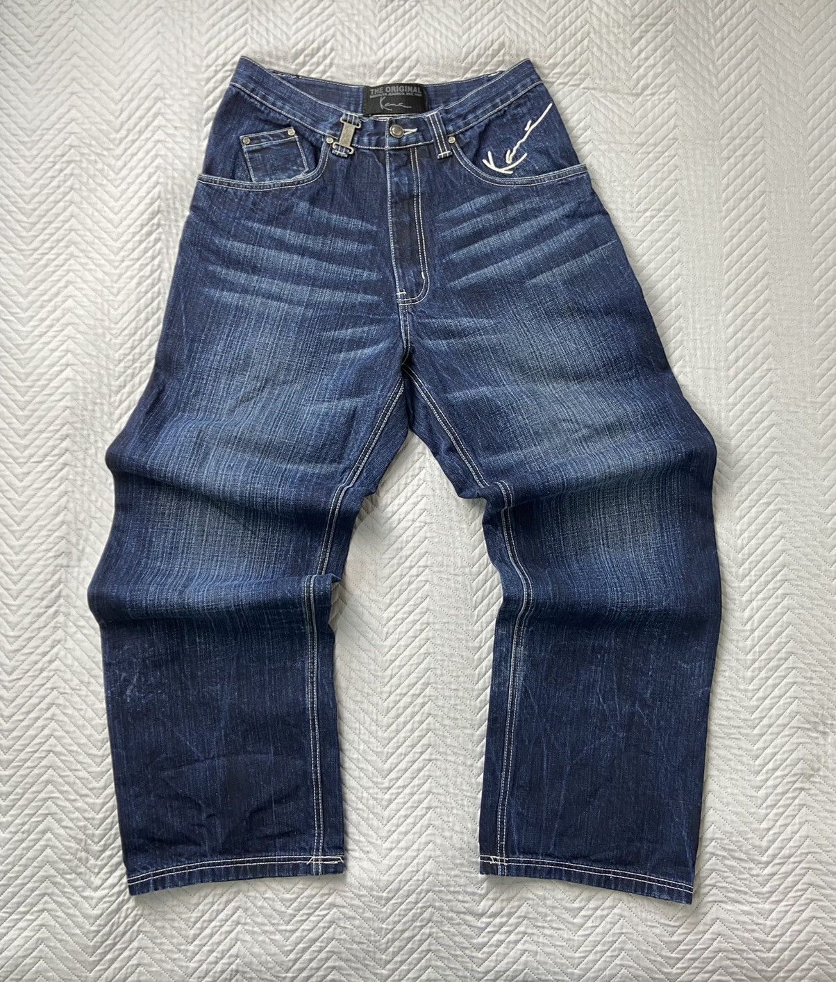 Short Baggy Vintage Karl Kani - Taille 28 - Bleu - Style Y2K Hip-Hop Sk8 - Occasion Très Bon état