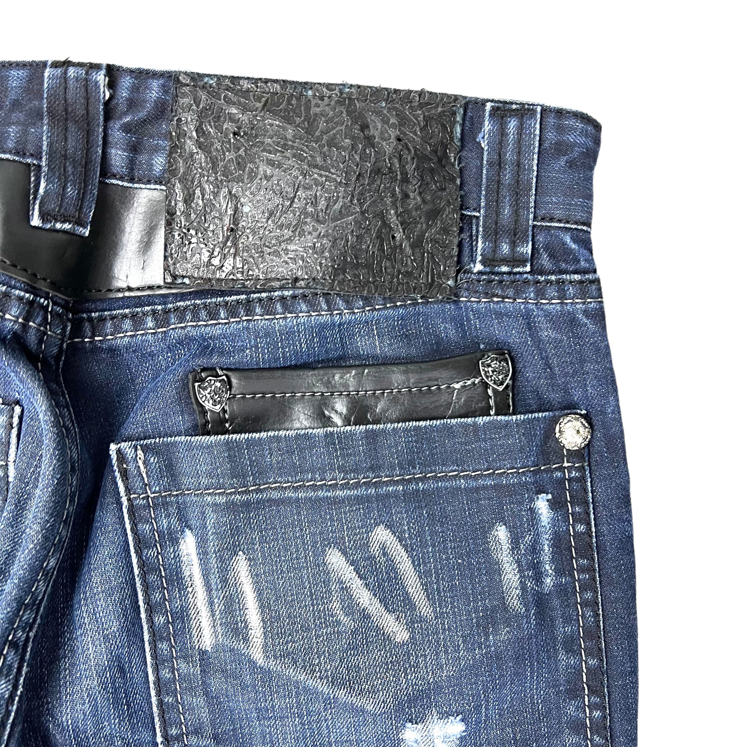 John Galliano X-Cross Leather Double 3D Pocket Distressed Denim Size US 30 / EU 46 - 7 Thumbnail