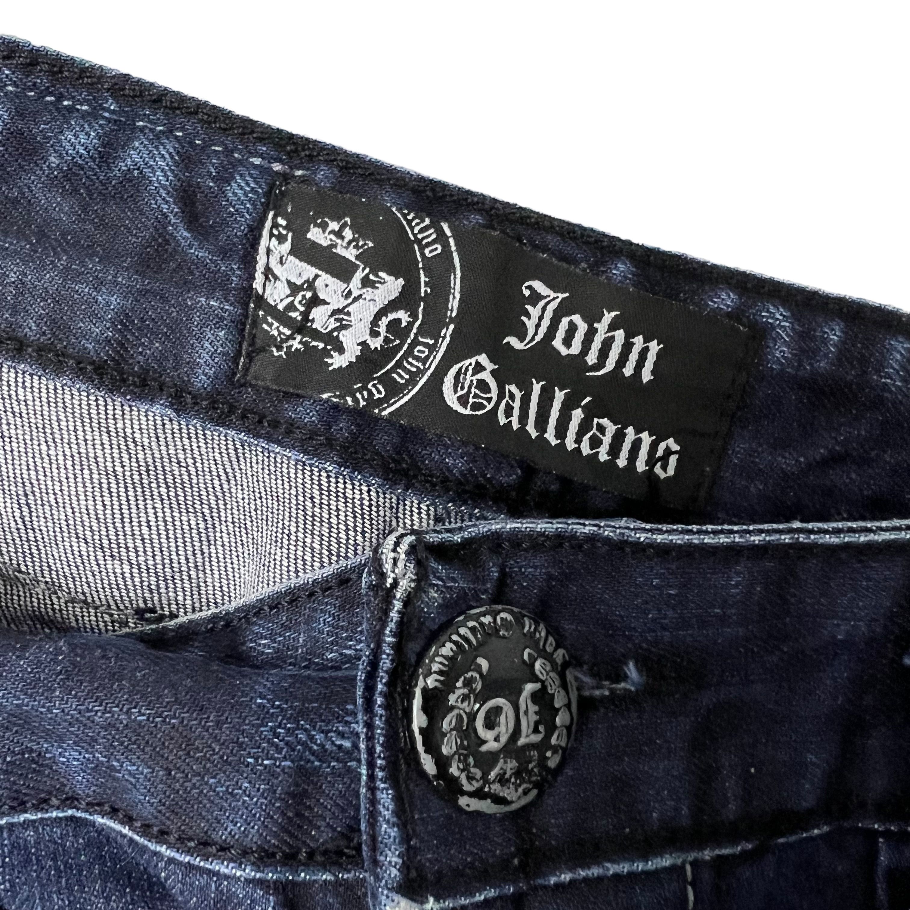 John Galliano X-Cross Leather Double 3D Pocket Distressed Denim Size US 30 / EU 46 - 10 Thumbnail