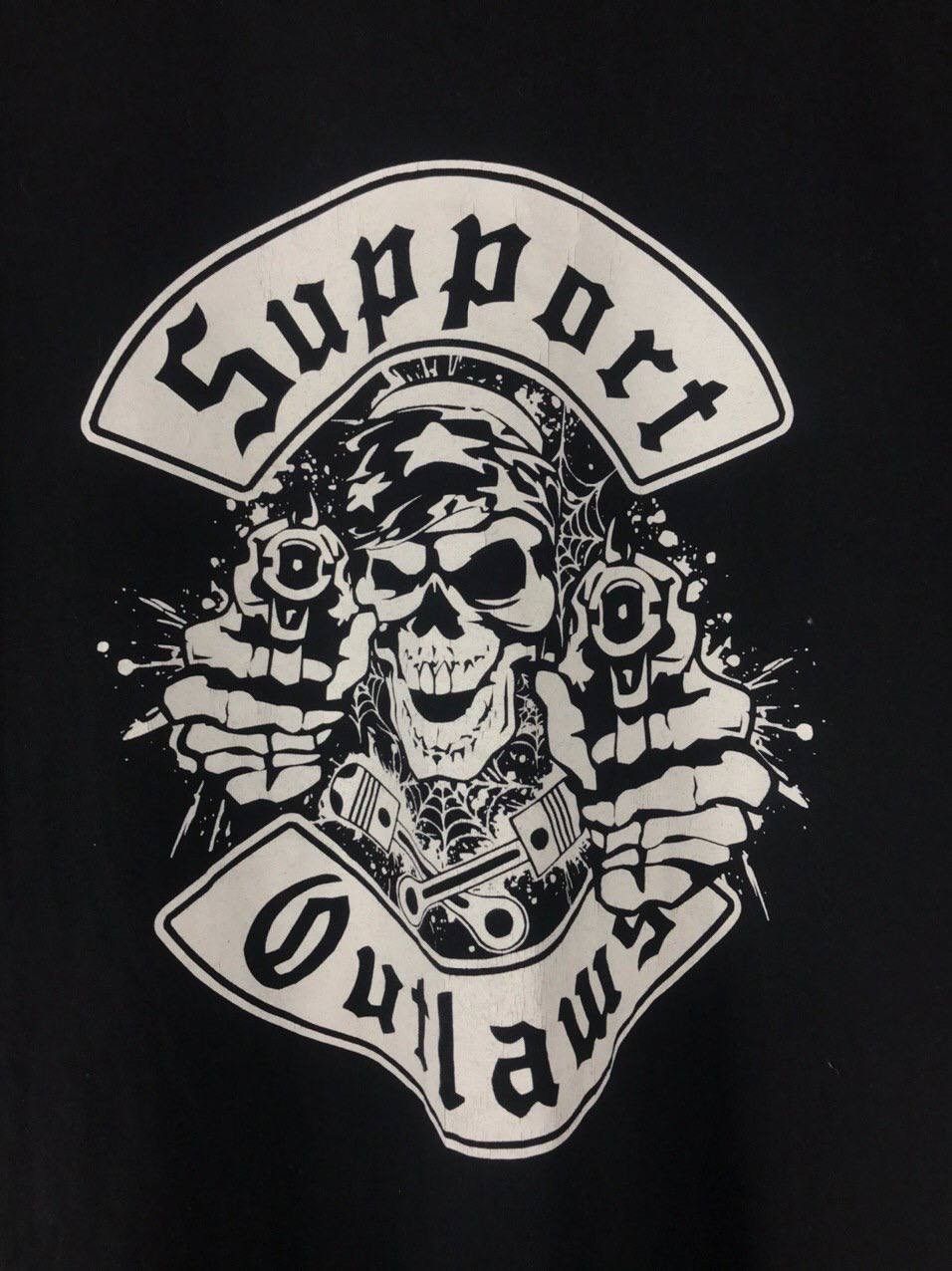 Vintage Support Outlaws skeleton skull vintage black rock tee Size US L / EU 52-54 / 3 - 2 Thumbnail