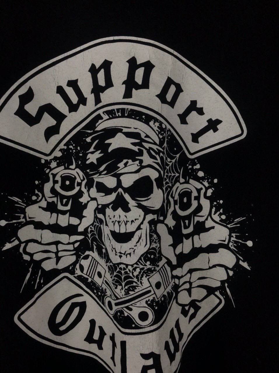 Vintage Support Outlaws skeleton skull vintage black rock tee Size US L / EU 52-54 / 3 - 3 Thumbnail