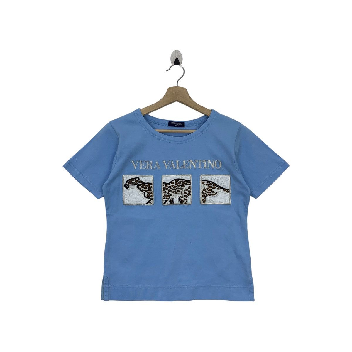 Rare!! Vintage VERA VALENTINO embroidery cheetah tshirt