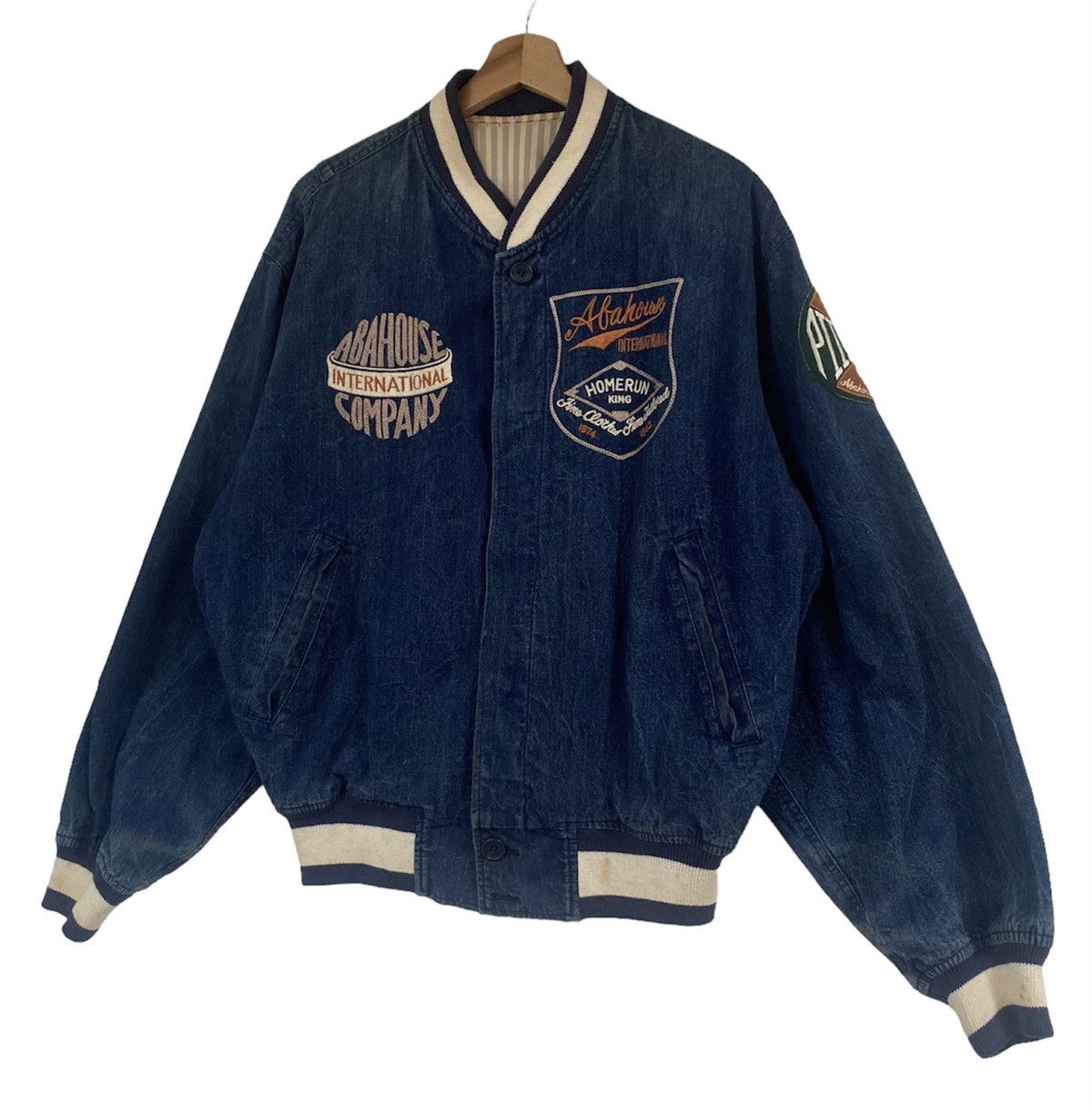 ABAHOUSE Vintage Abahouse Denim Bombers Jacket Embroidered Logo Size US M / EU 48-50 / 2 - 3 Thumbnail