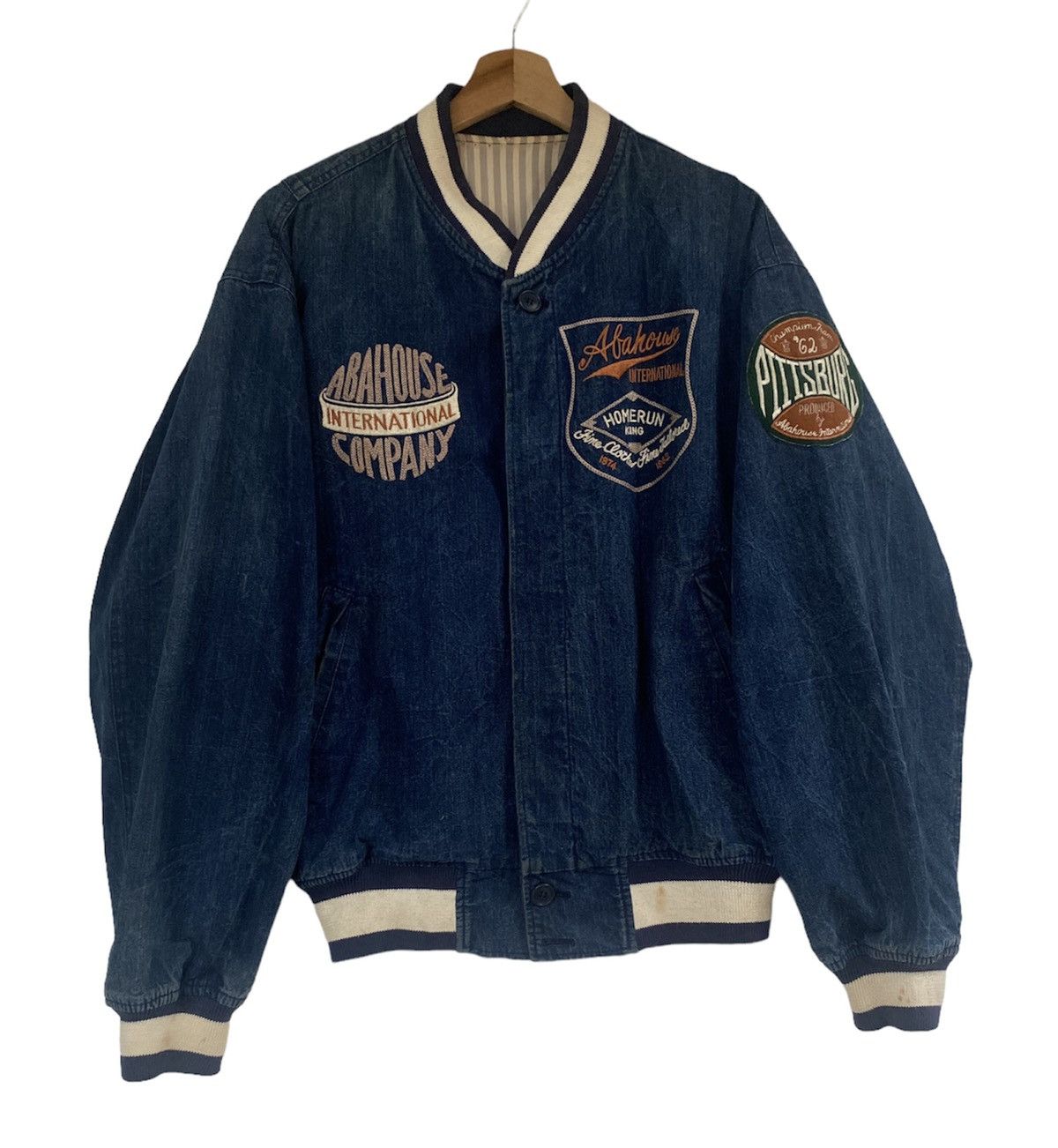 ABAHOUSE Vintage Abahouse Denim Bombers Jacket Embroidered Logo Size US M / EU 48-50 / 2 - 1 Thumbnail