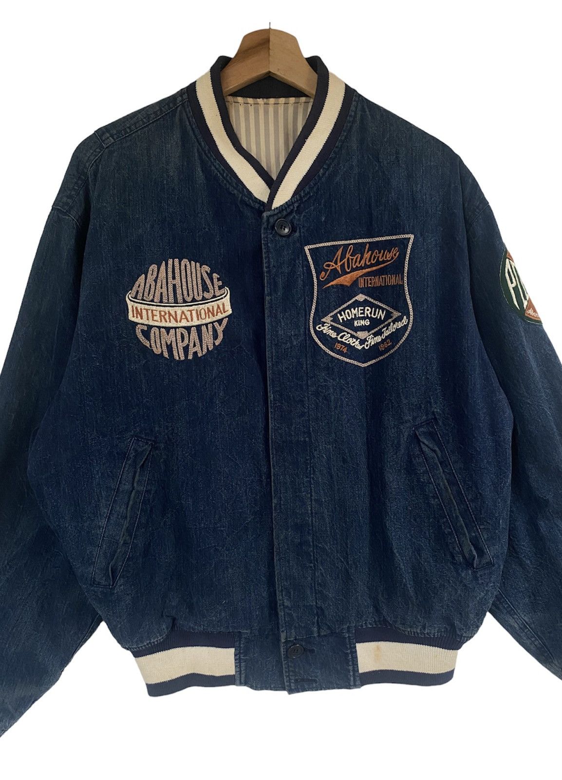 ABAHOUSE Vintage Abahouse Denim Bombers Jacket Embroidered Logo Size US M / EU 48-50 / 2 - 4 Thumbnail