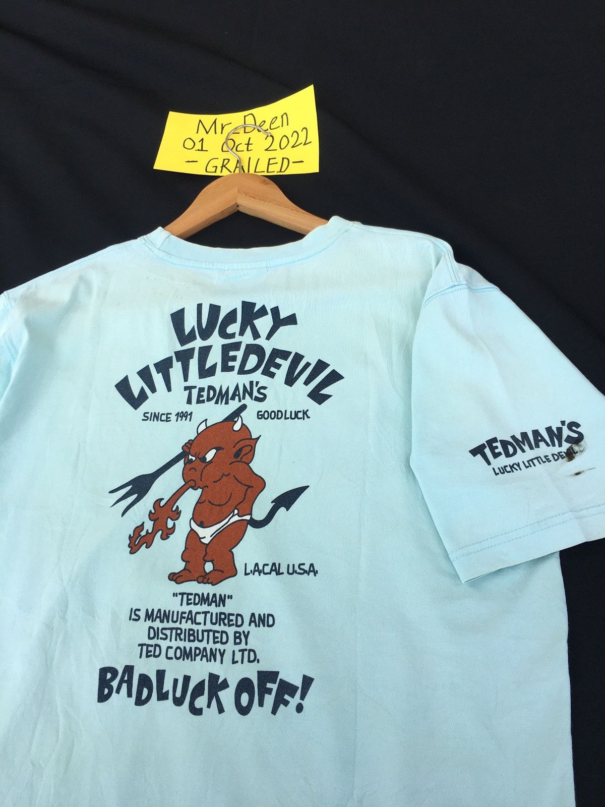 image of Tedman’S Lucky Little Devil Tshirt in Blue, Men's (Size Medium)