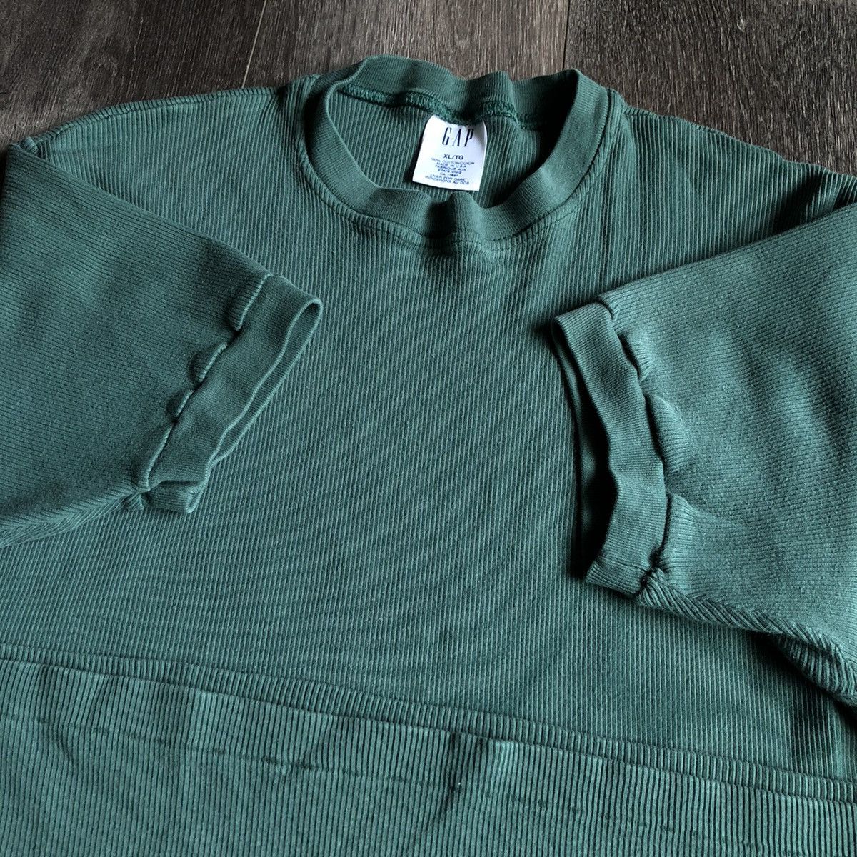 Gap × Vintage Vintage 1990s GAP Waffle Thermal Ringer Blank Green T Shirt Size US XL / EU 56 / 4 - 3 Thumbnail