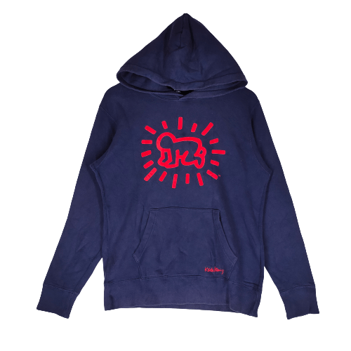 image of Keith Haring Big Printed Logo Hoodie Uniqlo Sweatshirt, Men's (Size Medium)