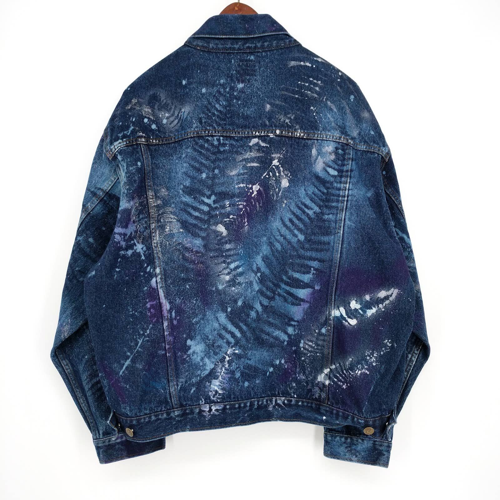 Vintage Custom Hand Painted Trucker Denim Jean Jacket XL