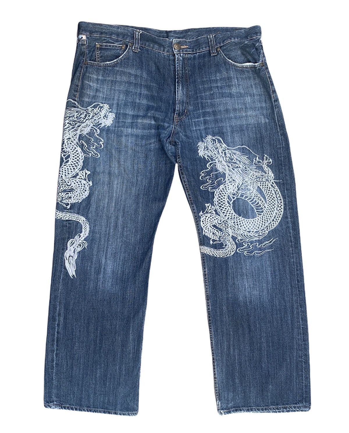 If Six Was Nine Vintage Japanese Brand Dragon Embroidery Jeans Size US 42 / EU 58 - 1 Thumbnail
