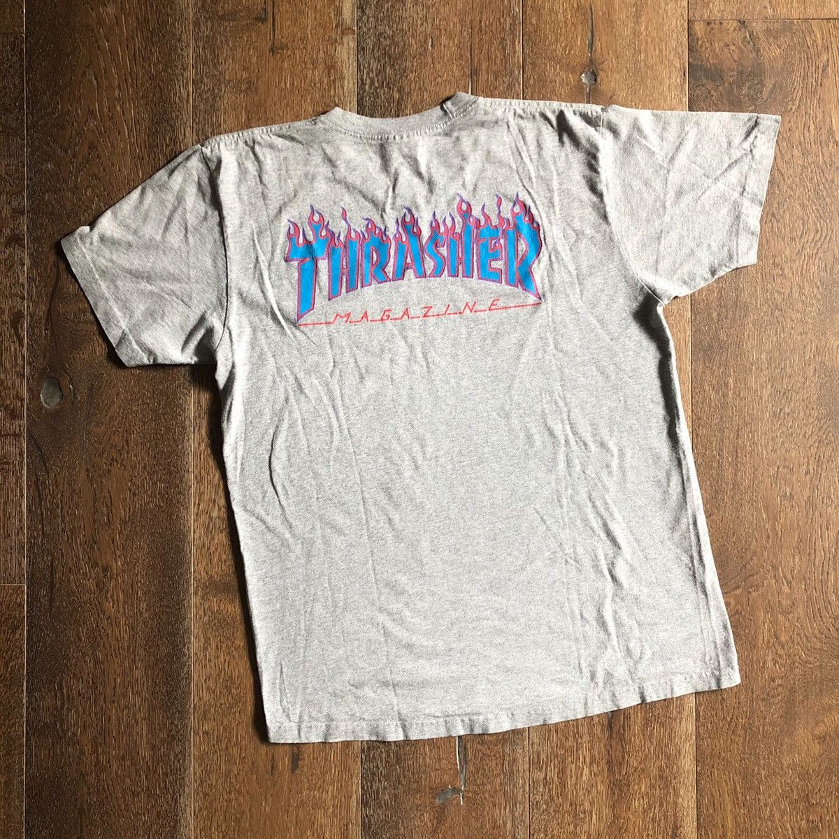 Supreme Supreme Thrasher Flames Logo Tee Large Gray SS15 Size US L / EU 52-54 / 3 - 6 Thumbnail