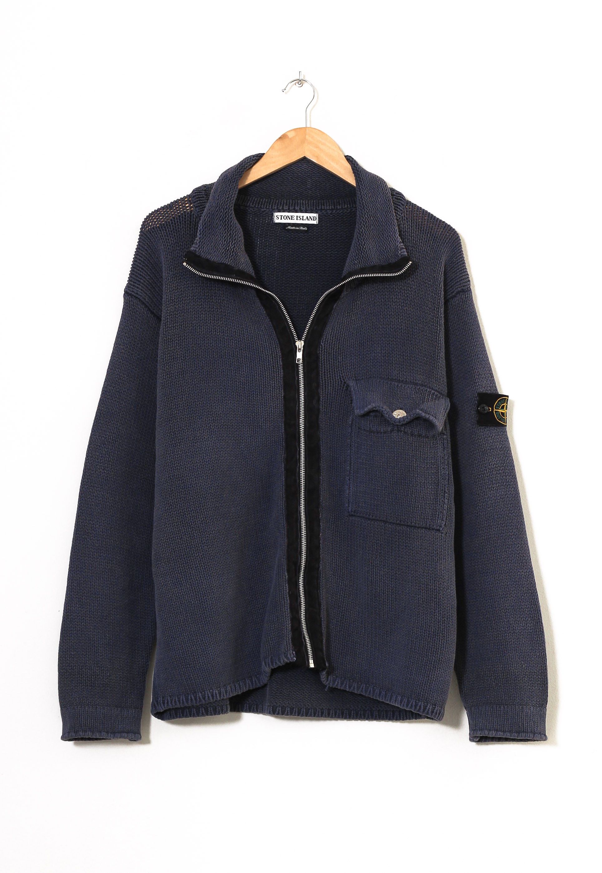 Vintage STONE ISLAND Sweater Full Zip Knitted 90s A7933