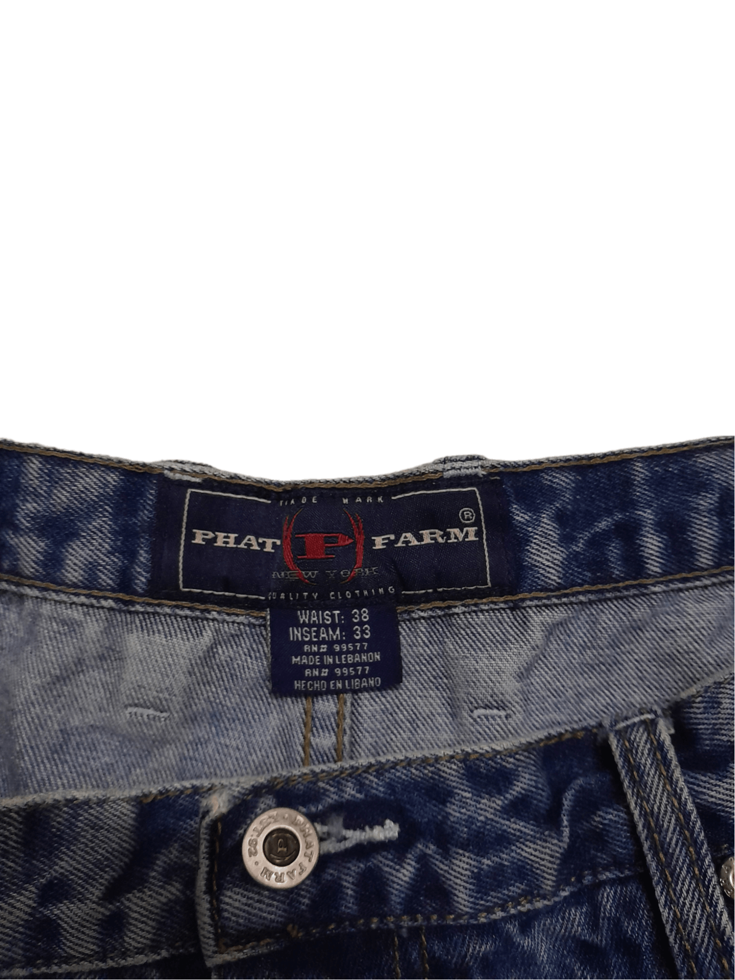 Phat Farm × Vintage 90s Phat Farm Denim (E479) Size US 38 / EU 54 - 6 Thumbnail