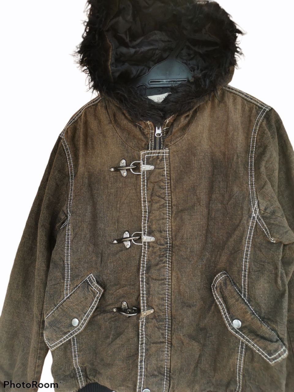 Japanese Brand Allix Design Fur Hoodie Canvas Bomber Jacket