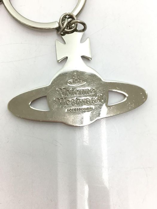 Vivienne Westwood Orb Logo Silver Leather Keychain Size ONE SIZE - 3 Preview