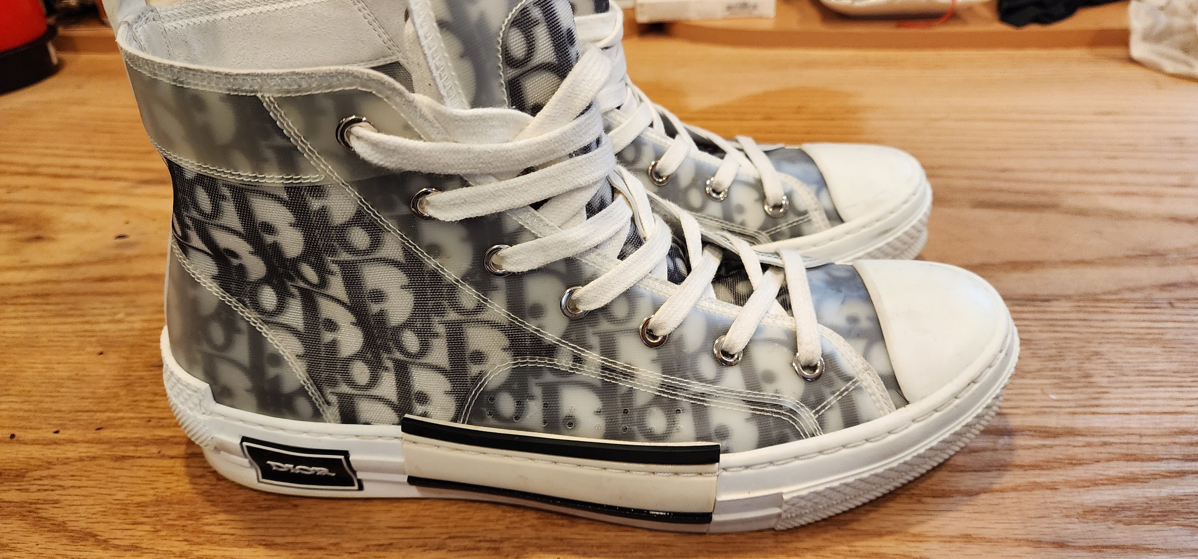 dior high tops black and white