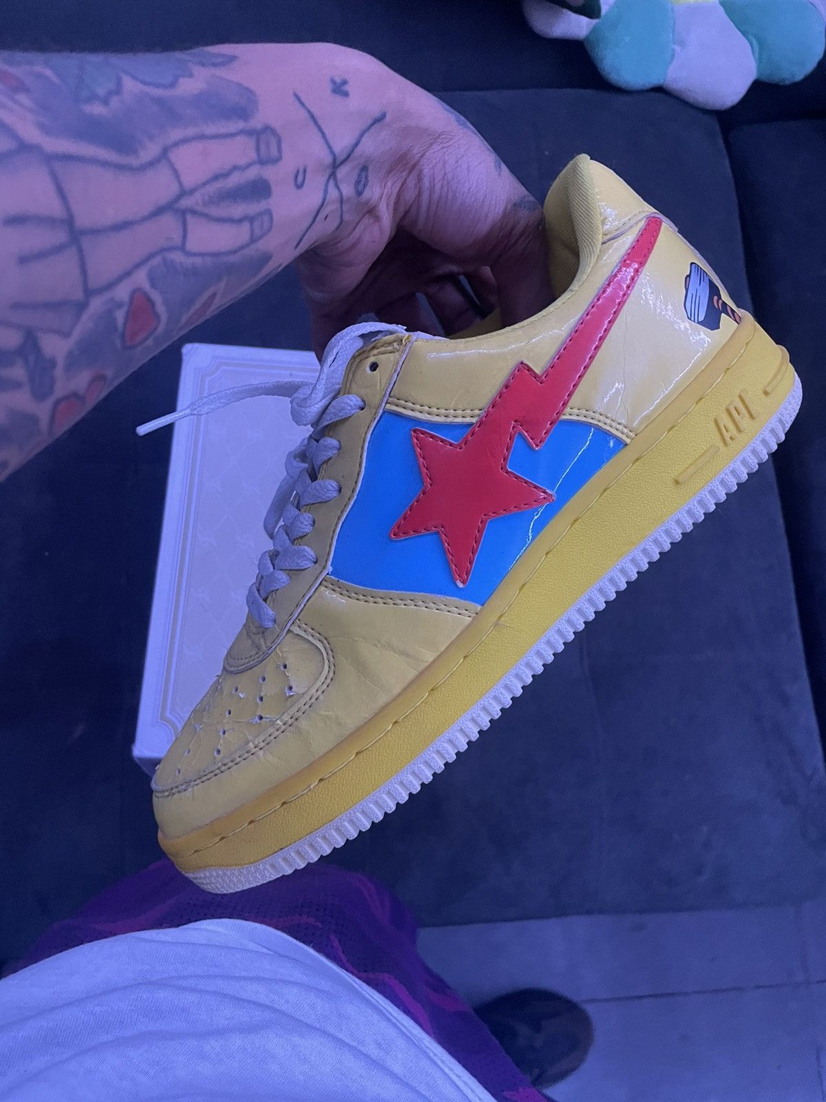 Bape × Marvel Comics Marvel Comic Yellow Thor Bapesta | Grailed