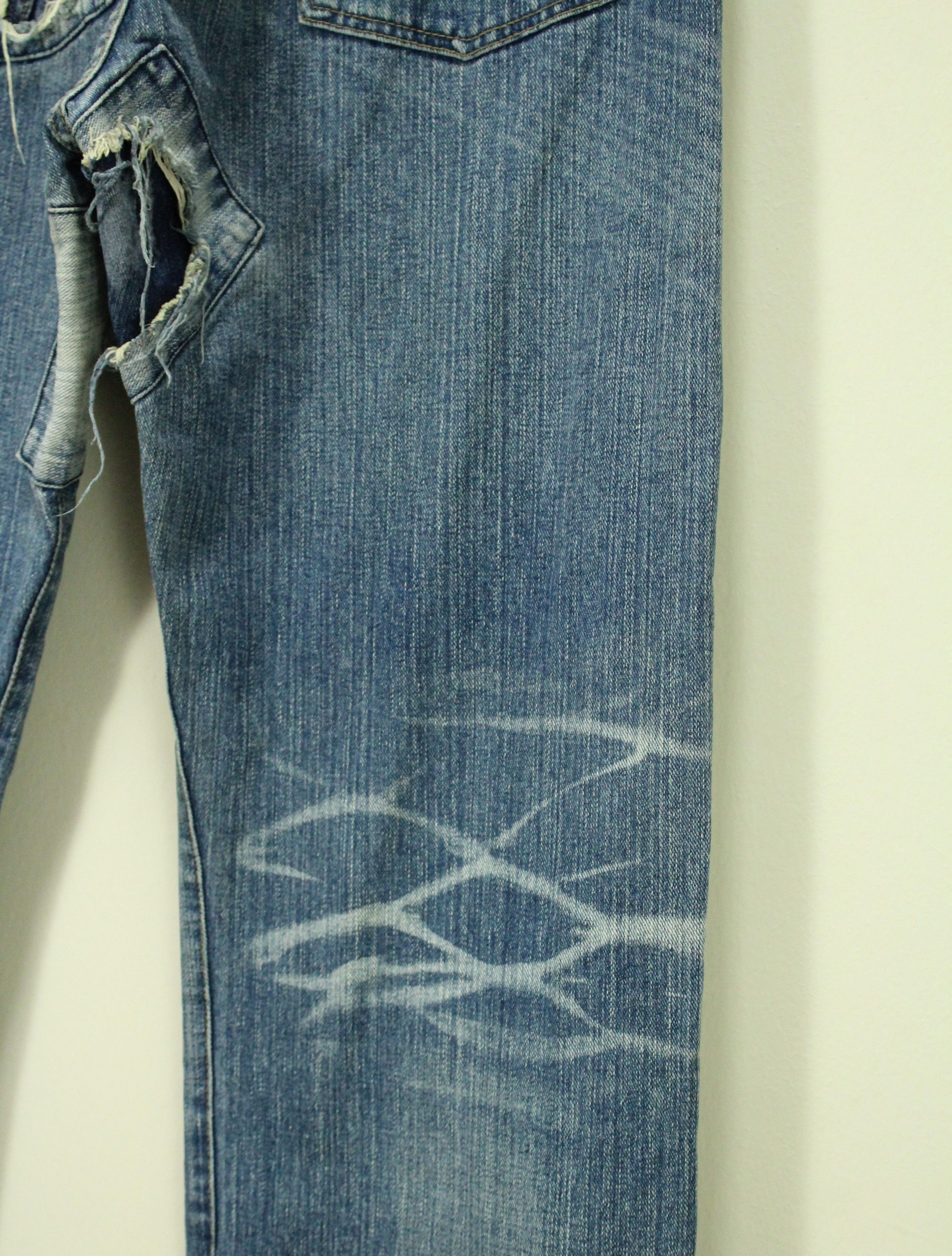 If Six Was Nine × Japanese Brand × Tornado Mart EXHIBITIONIST Denim Pants Trouser Distressed Patchwork Size US 32 / EU 48 - 12 Thumbnail