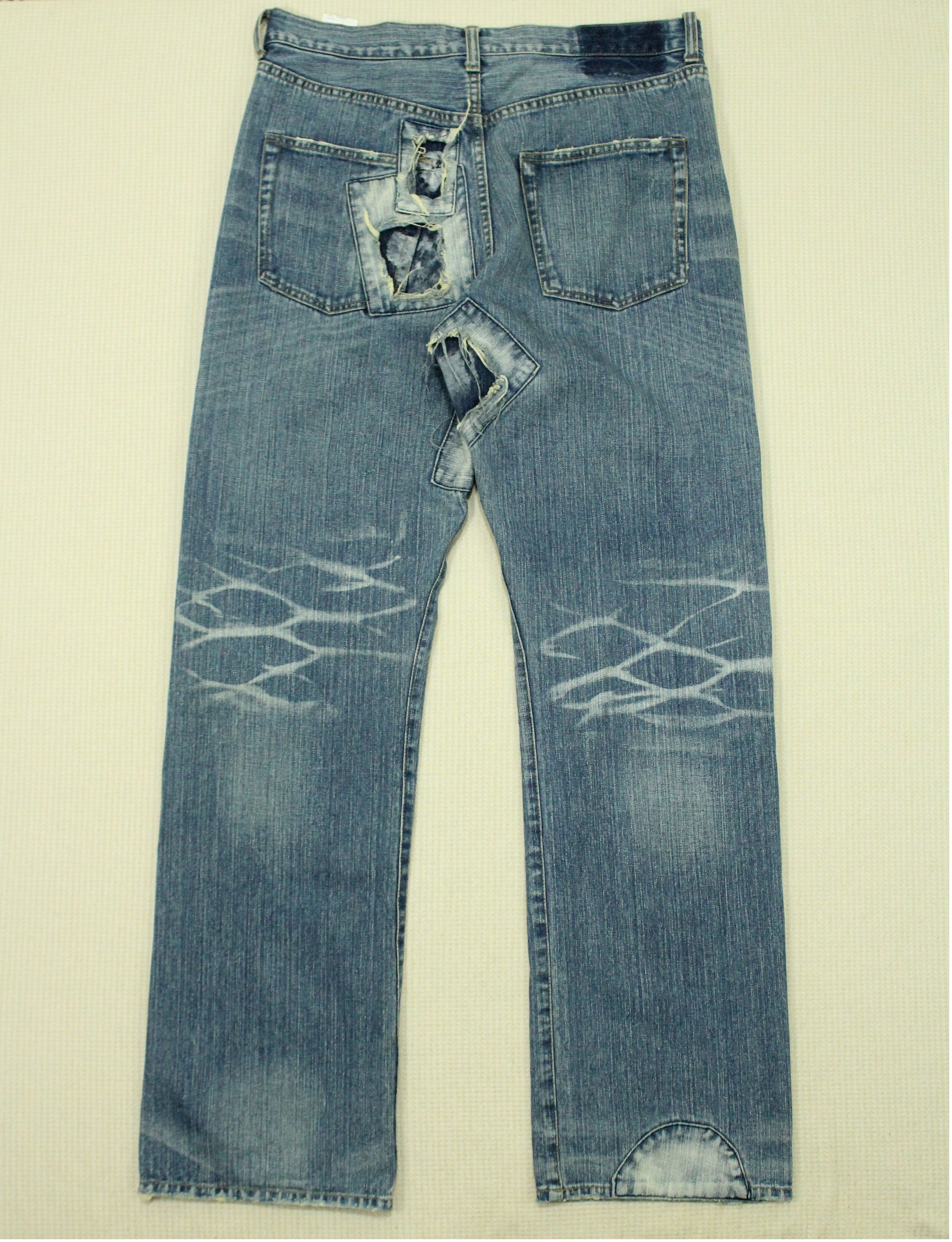 If Six Was Nine × Japanese Brand × Tornado Mart EXHIBITIONIST Denim Pants Trouser Distressed Patchwork Size US 32 / EU 48 - 2 Thumbnail