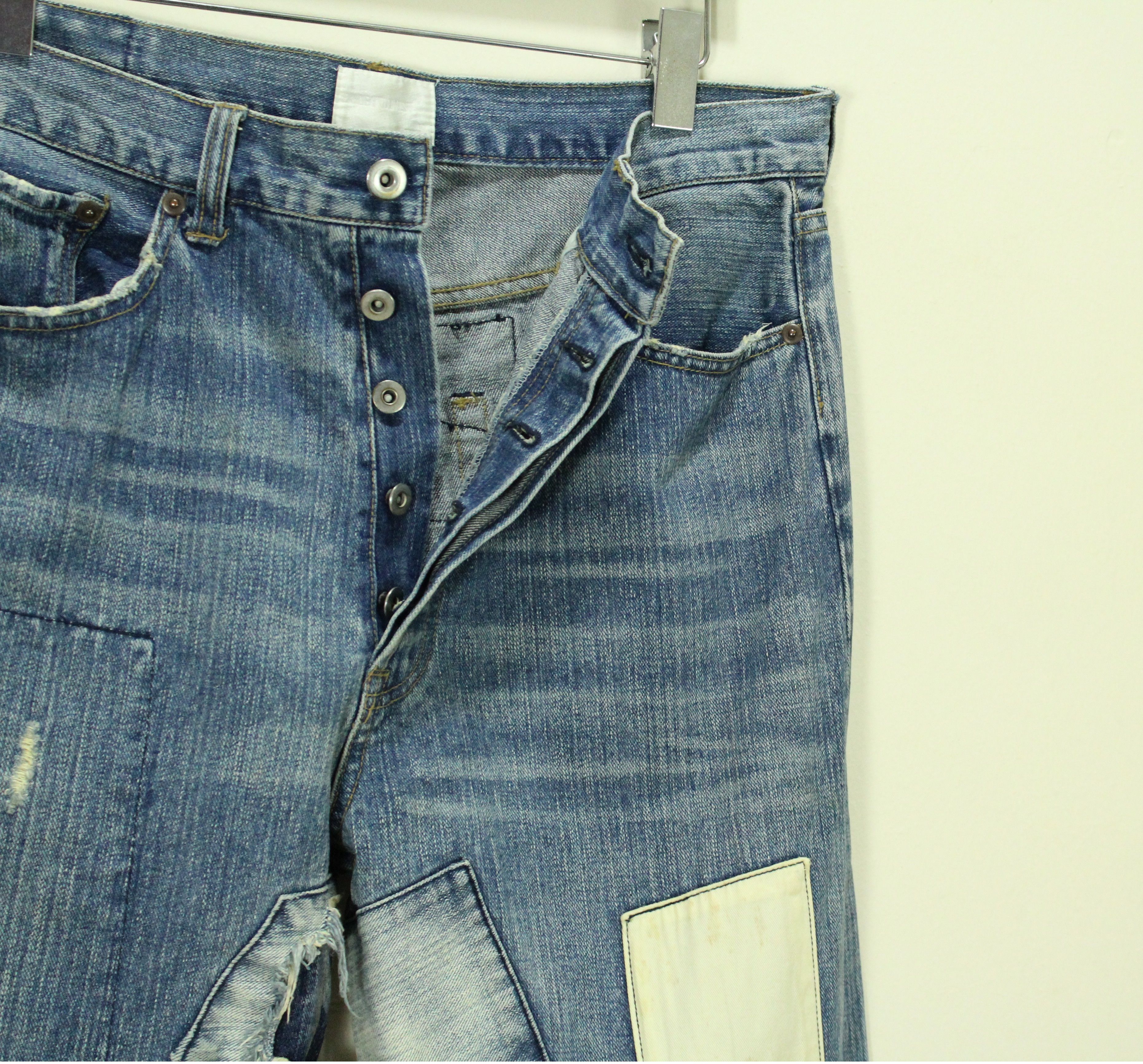 If Six Was Nine × Japanese Brand × Tornado Mart EXHIBITIONIST Denim Pants Trouser Distressed Patchwork Size US 32 / EU 48 - 8 Thumbnail