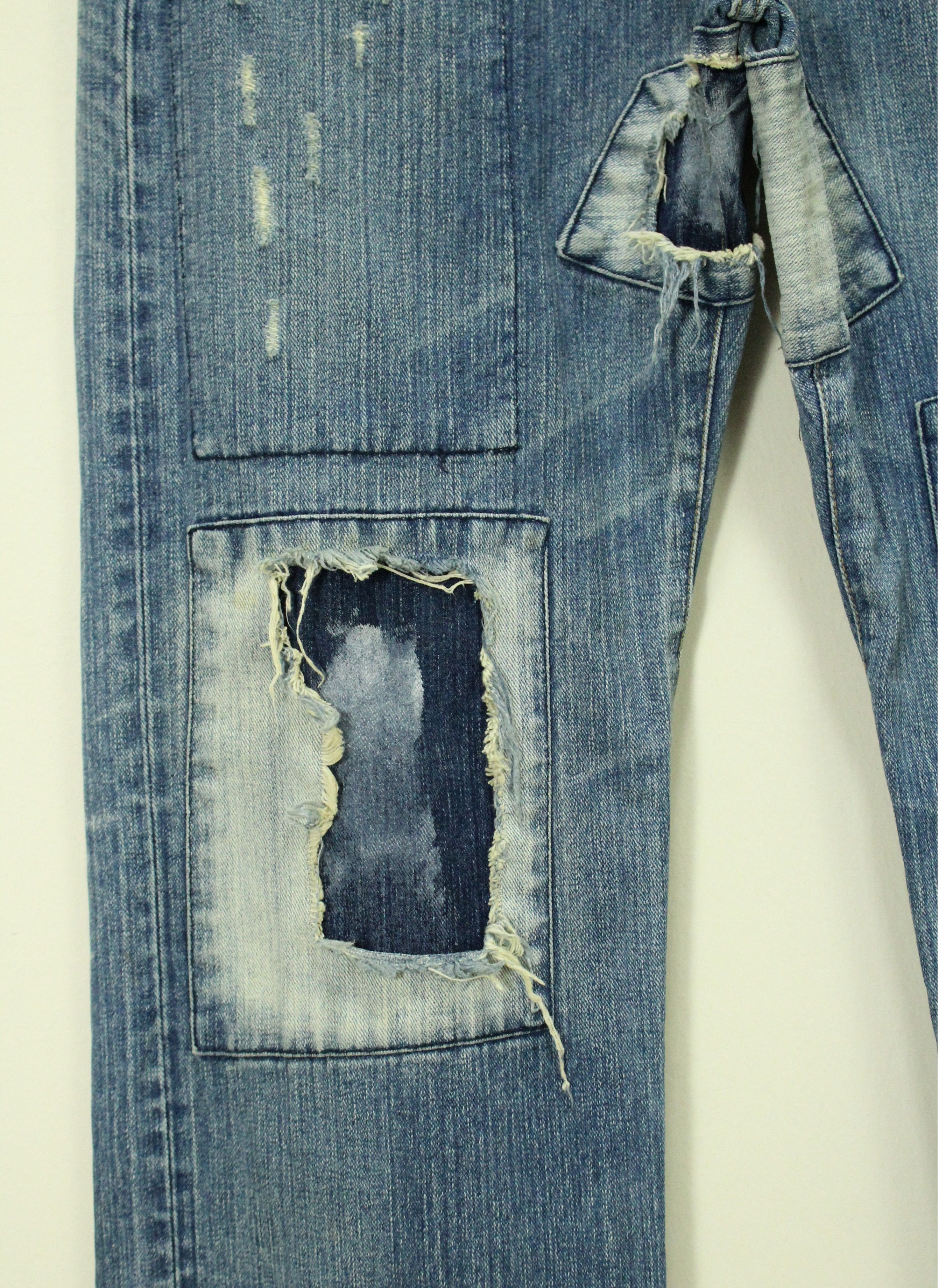 If Six Was Nine × Japanese Brand × Tornado Mart EXHIBITIONIST Denim Pants Trouser Distressed Patchwork Size US 32 / EU 48 - 7 Thumbnail