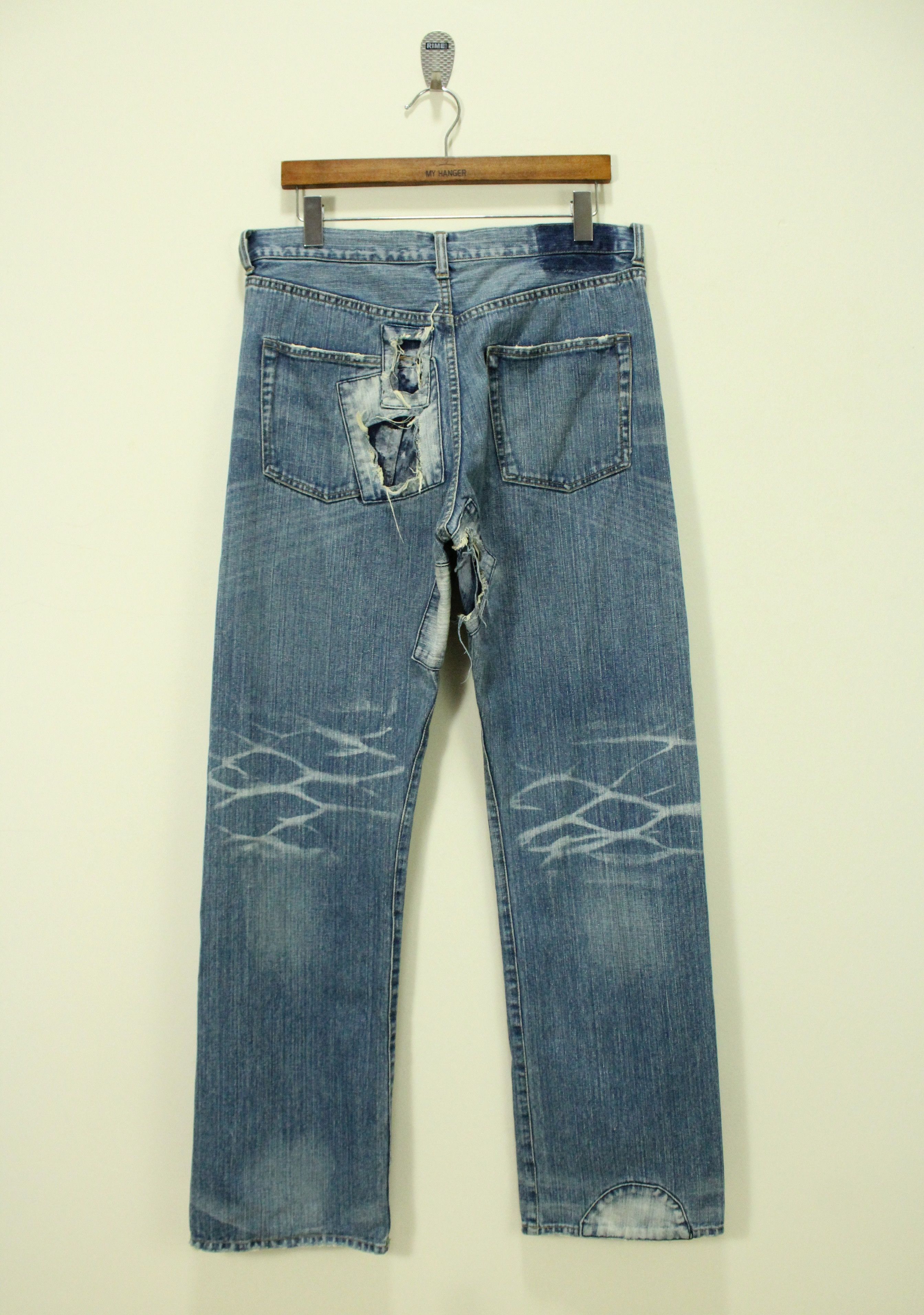 If Six Was Nine × Japanese Brand × Tornado Mart EXHIBITIONIST Denim Pants Trouser Distressed Patchwork Size US 32 / EU 48 - 10 Thumbnail